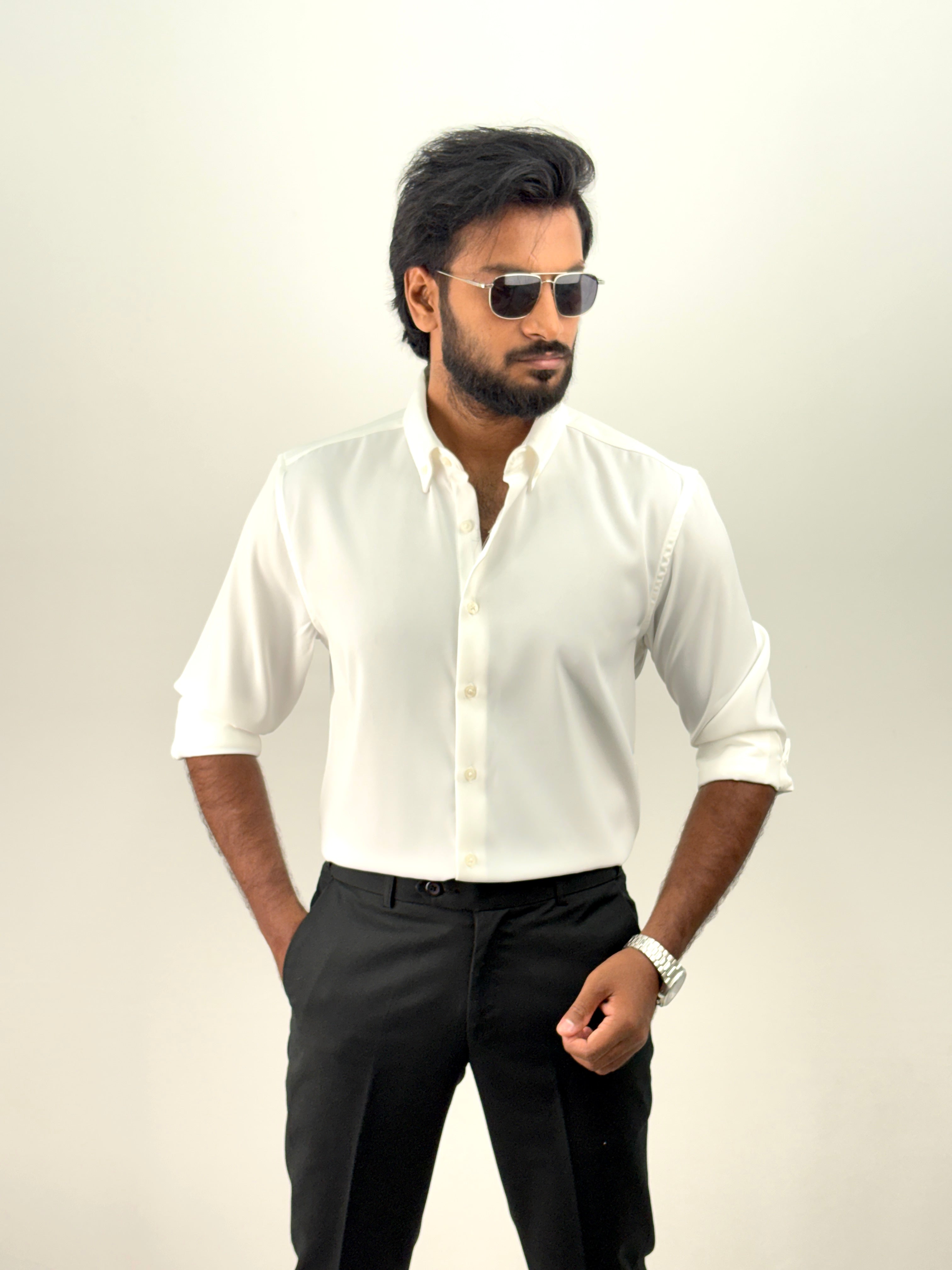 White Luxury Plain Shirt