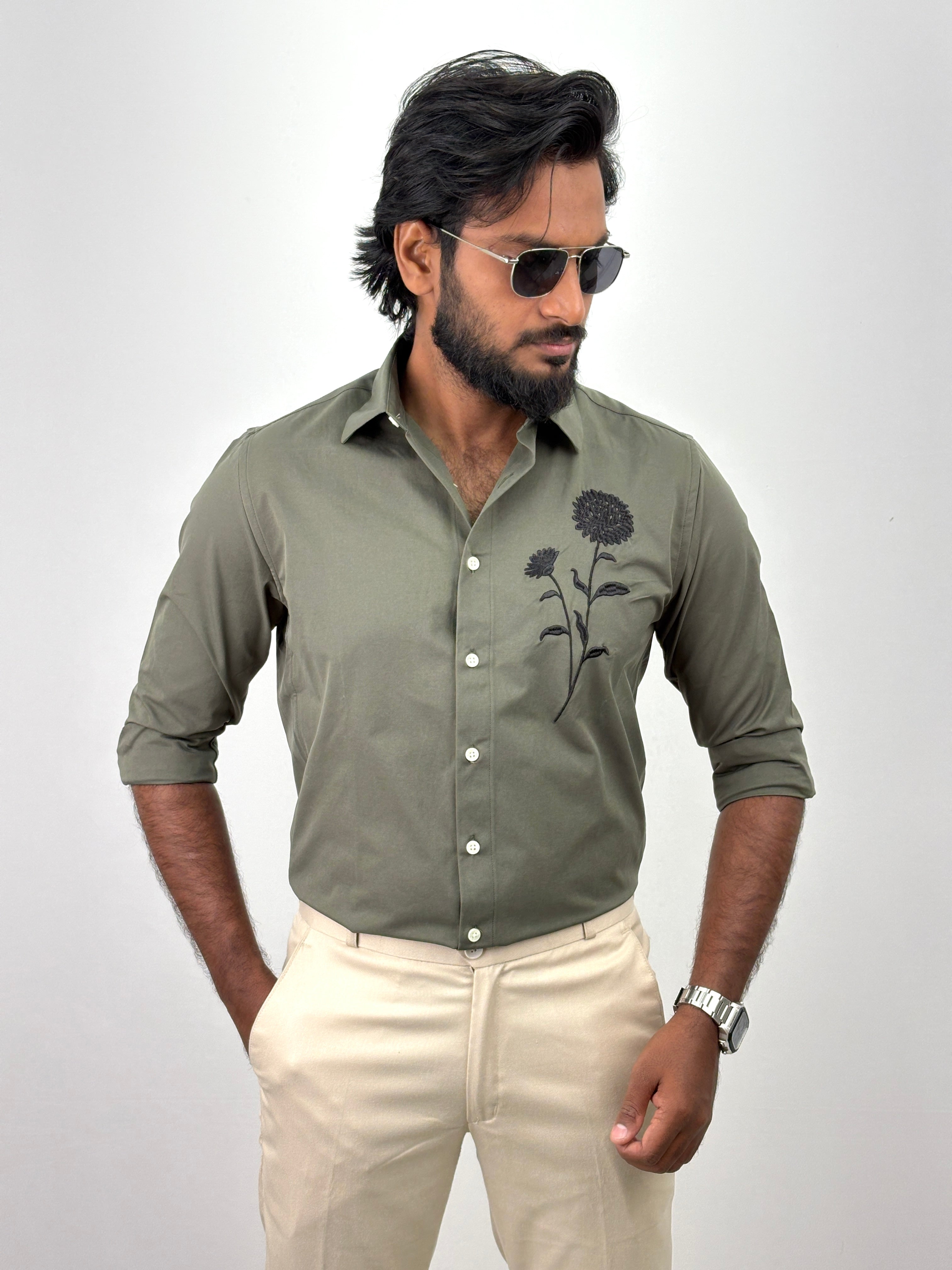 Olive IMP Embroidery Shirt