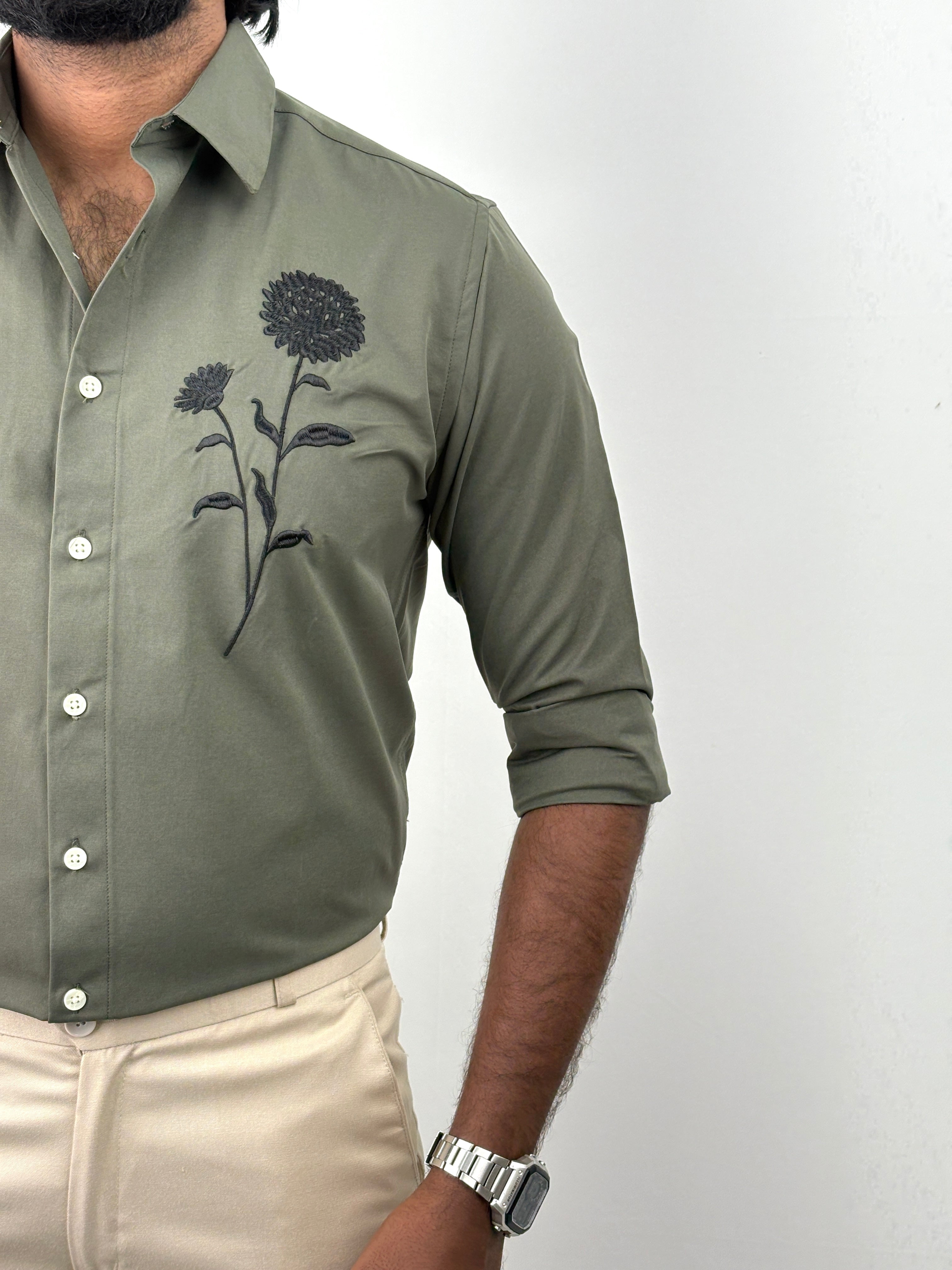Olive IMP Embroidery Shirt