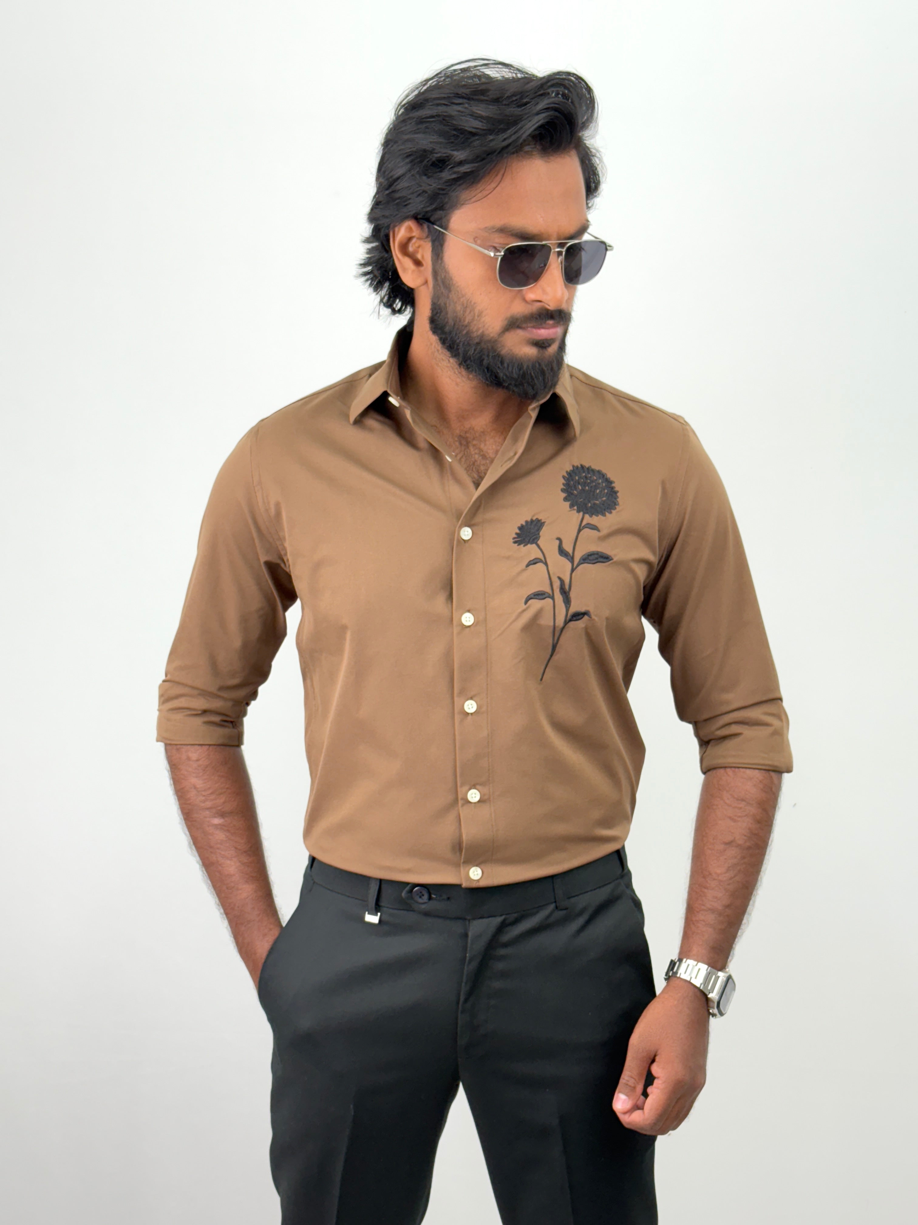 Brown IMP Embroidery Shirt