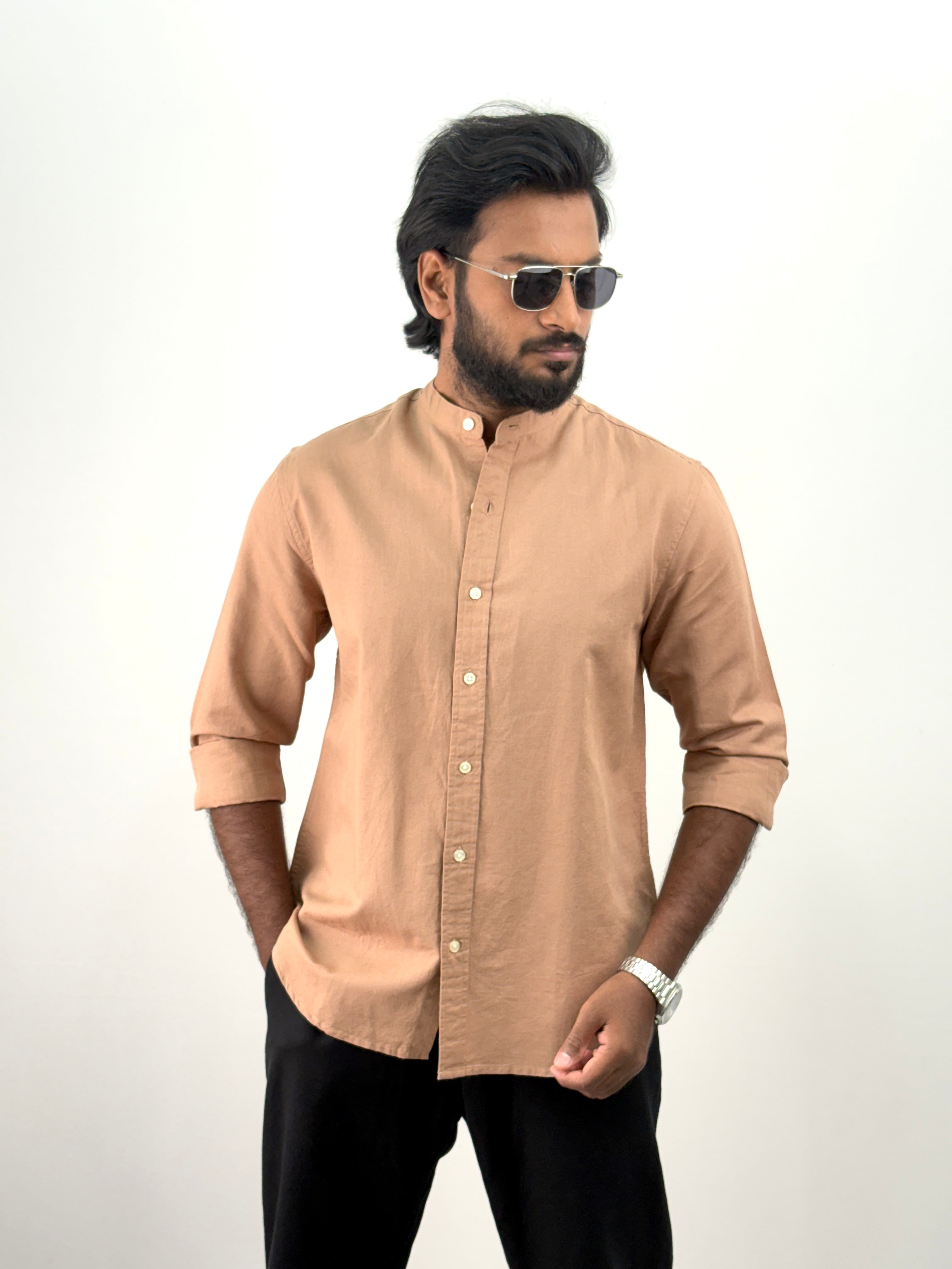 Fawn Mandarin Collar Shirt