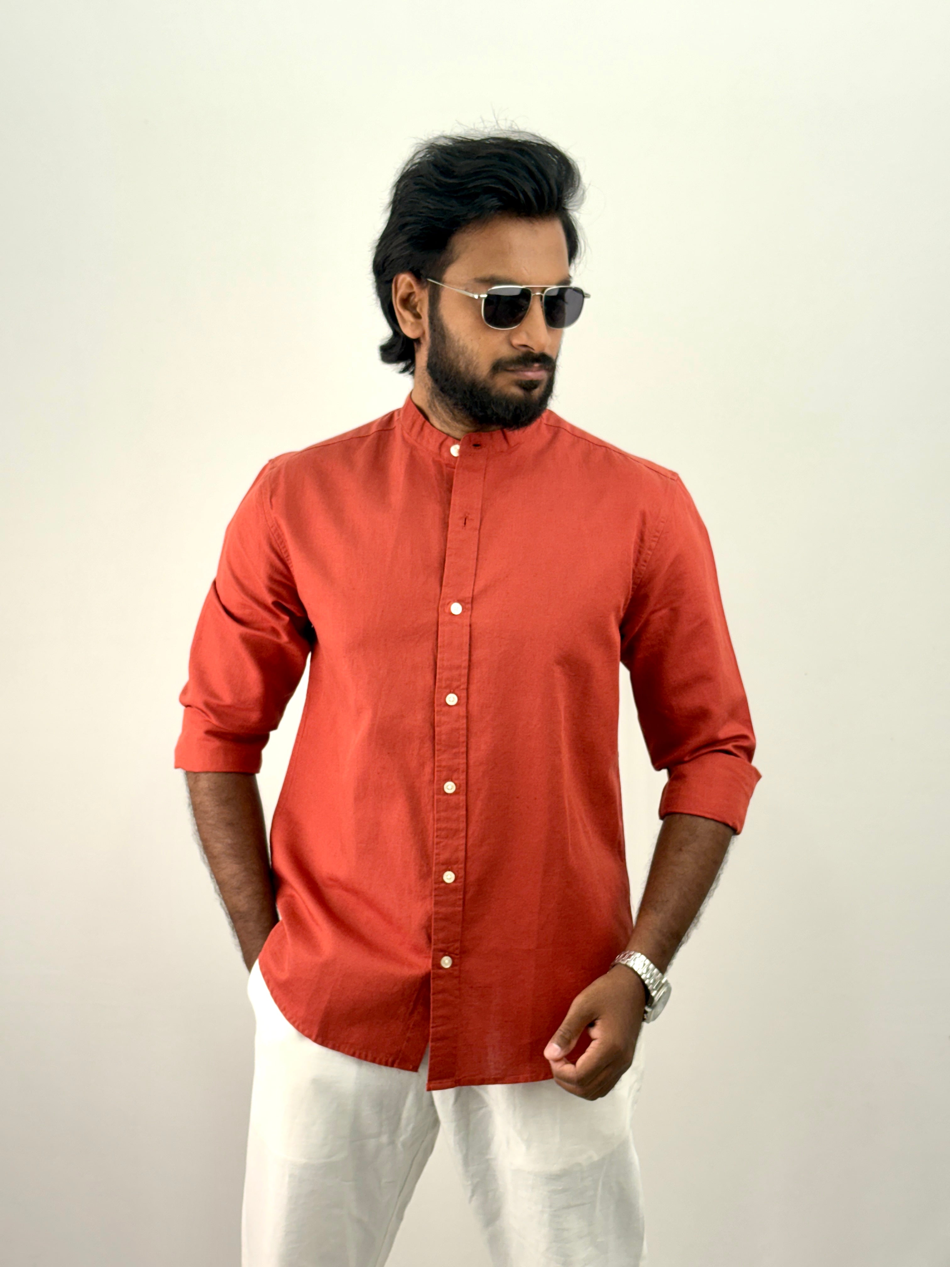 Cherry Mandarin Collar Shirt