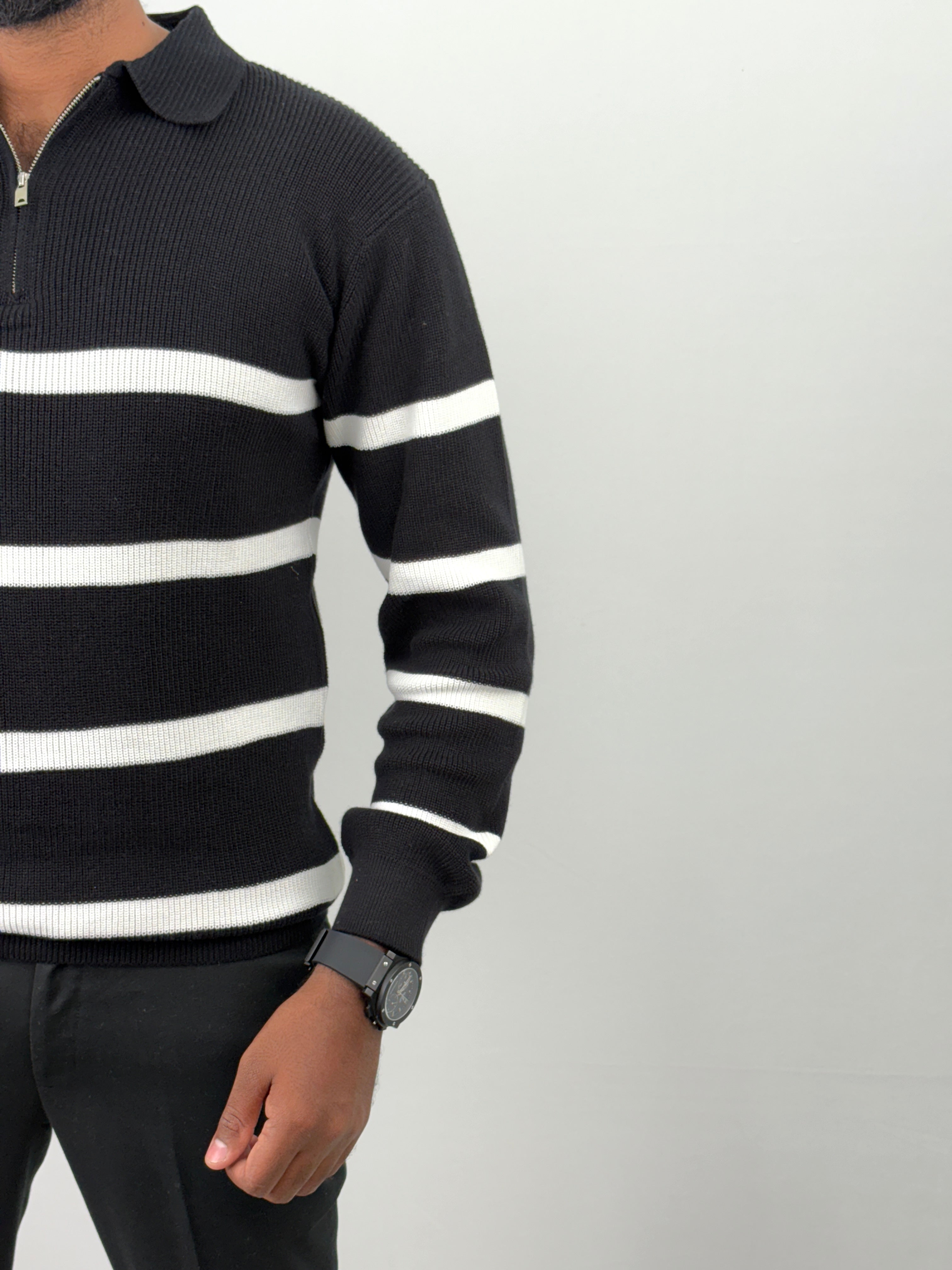 Black Full Sleeve Zipper T-Shirt