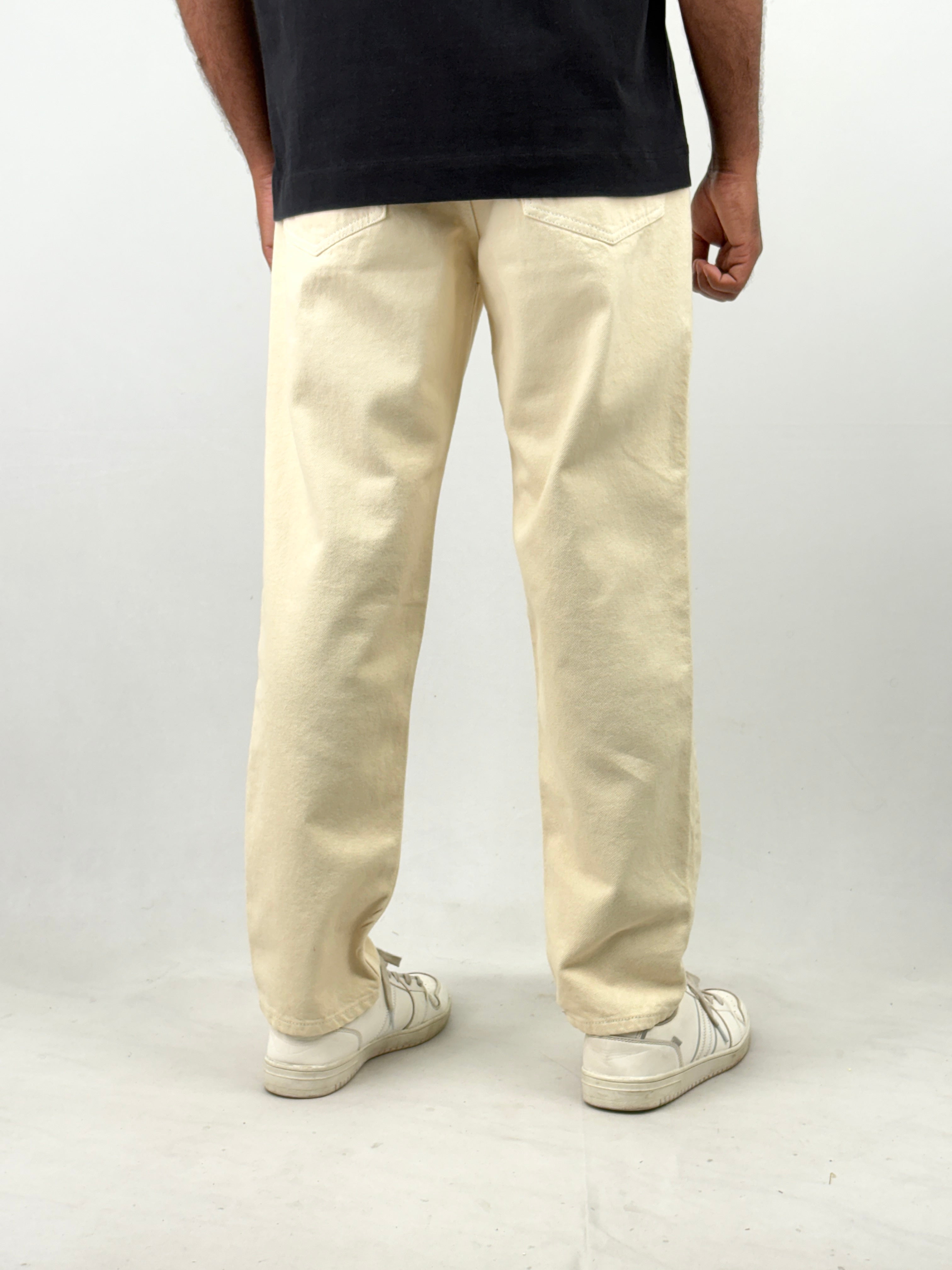Cream Semi Baggy Jeans