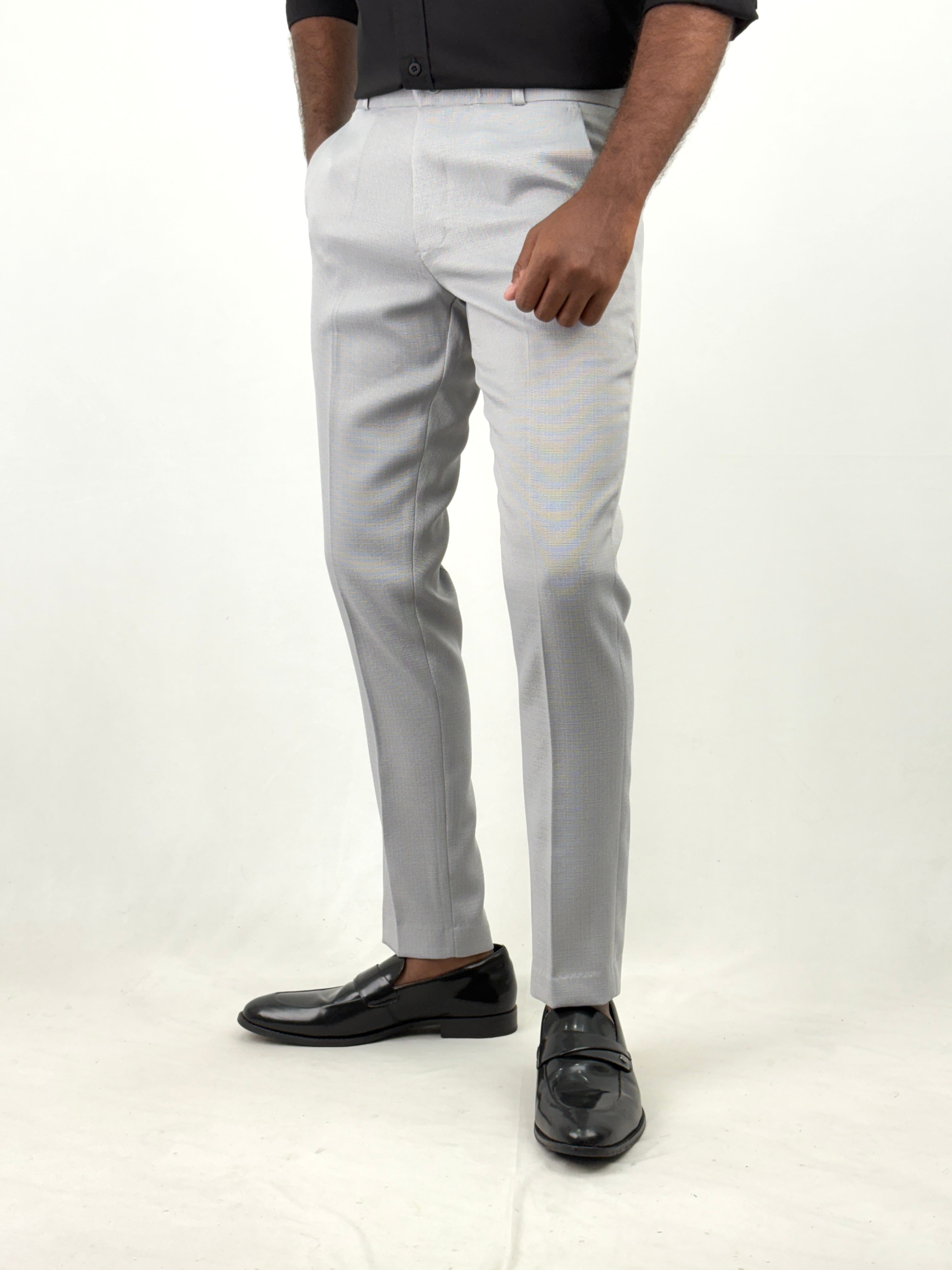 Light Grey Textured Formal Pant