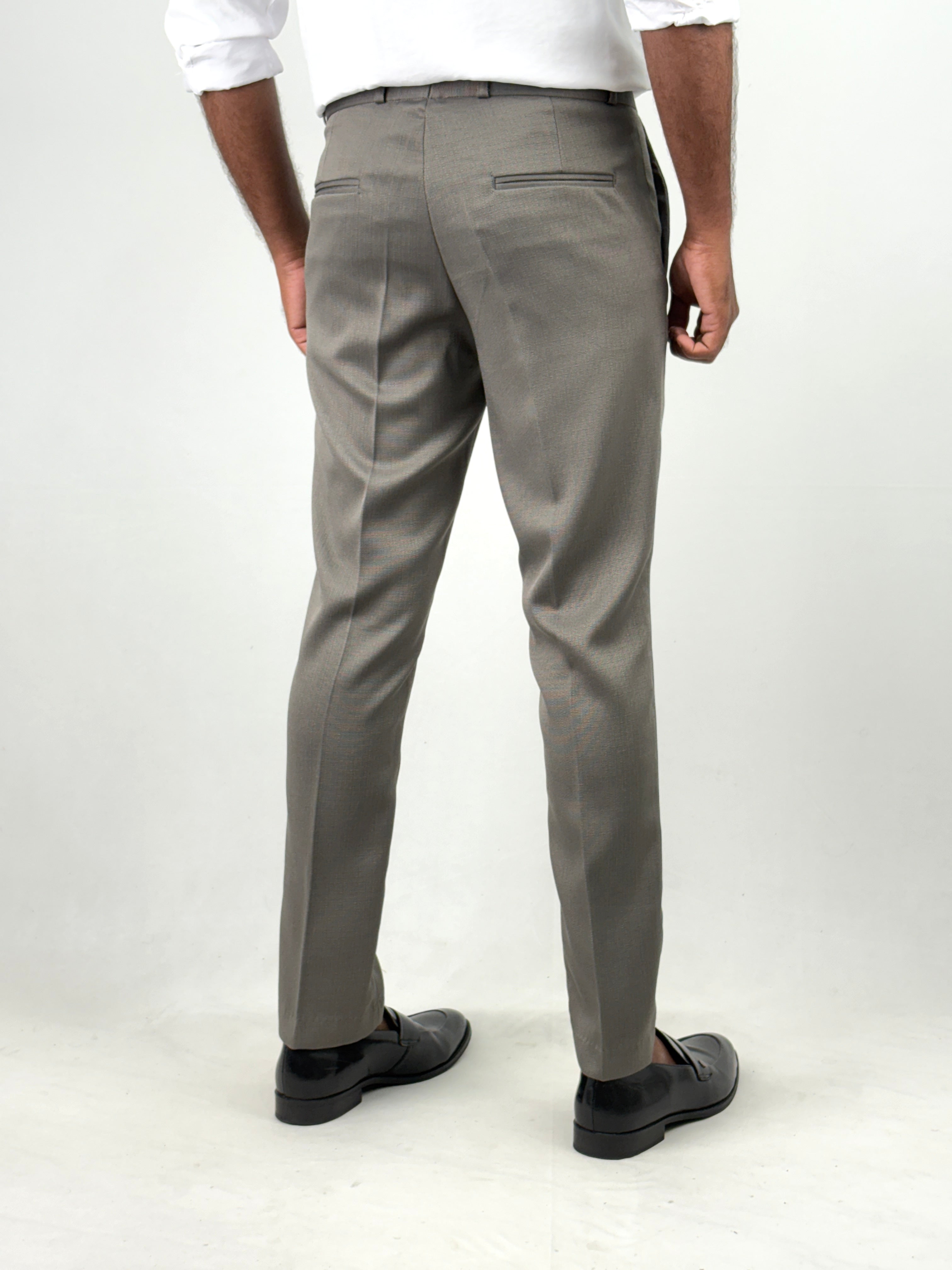 Cement Grey Textured Formal Pant