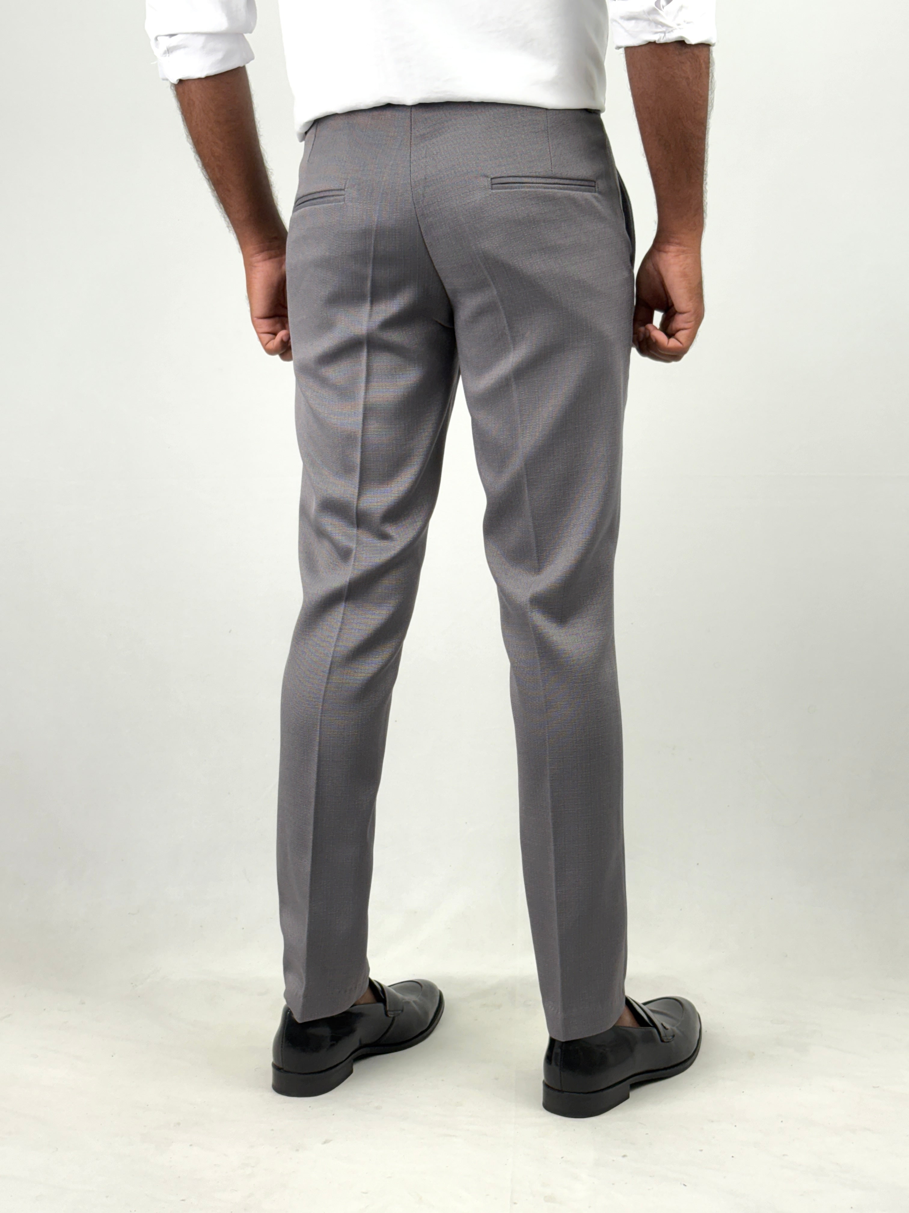Steal Grey Textured Formal Pant
