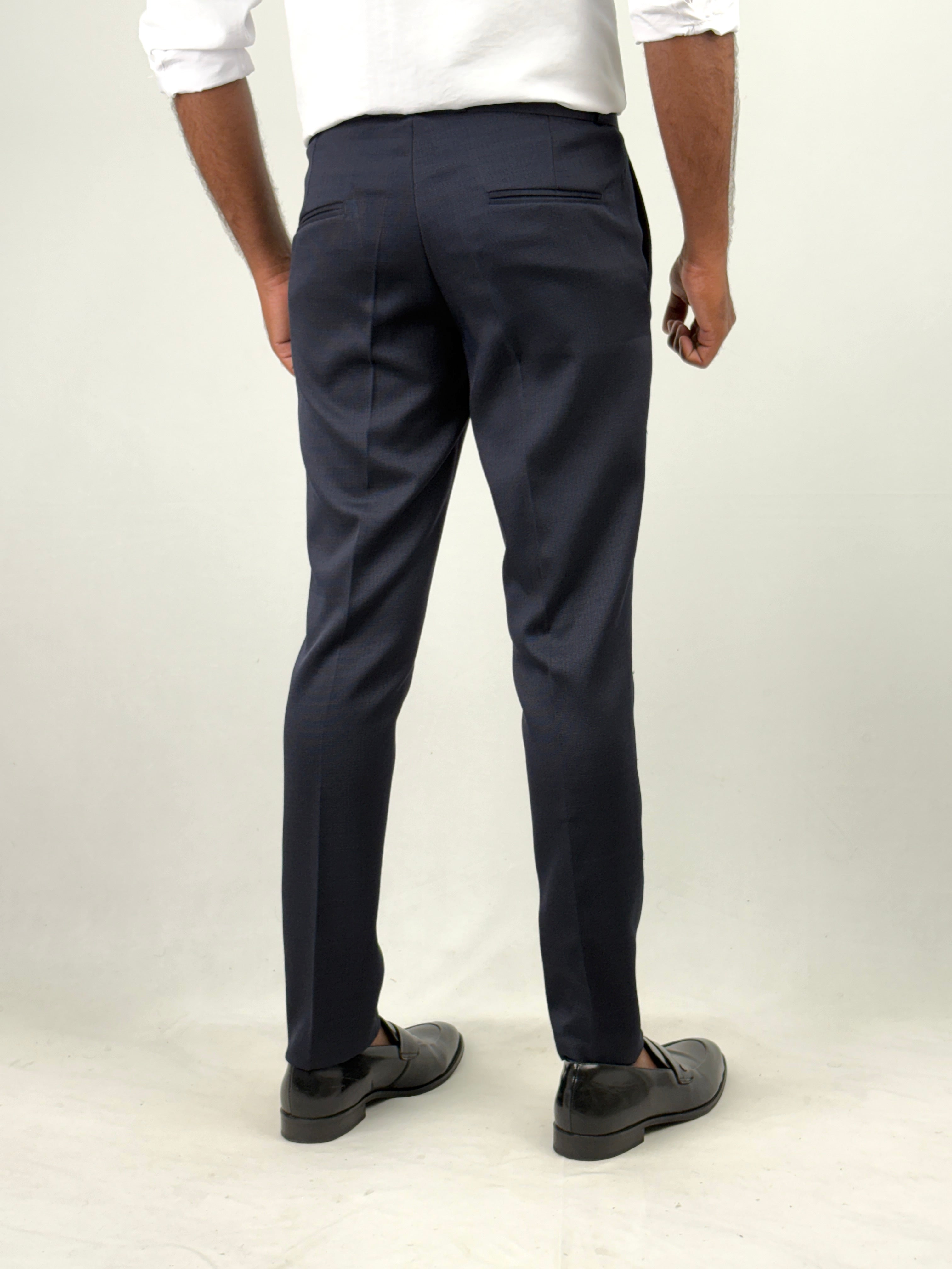 Navy Textured Formal Pant