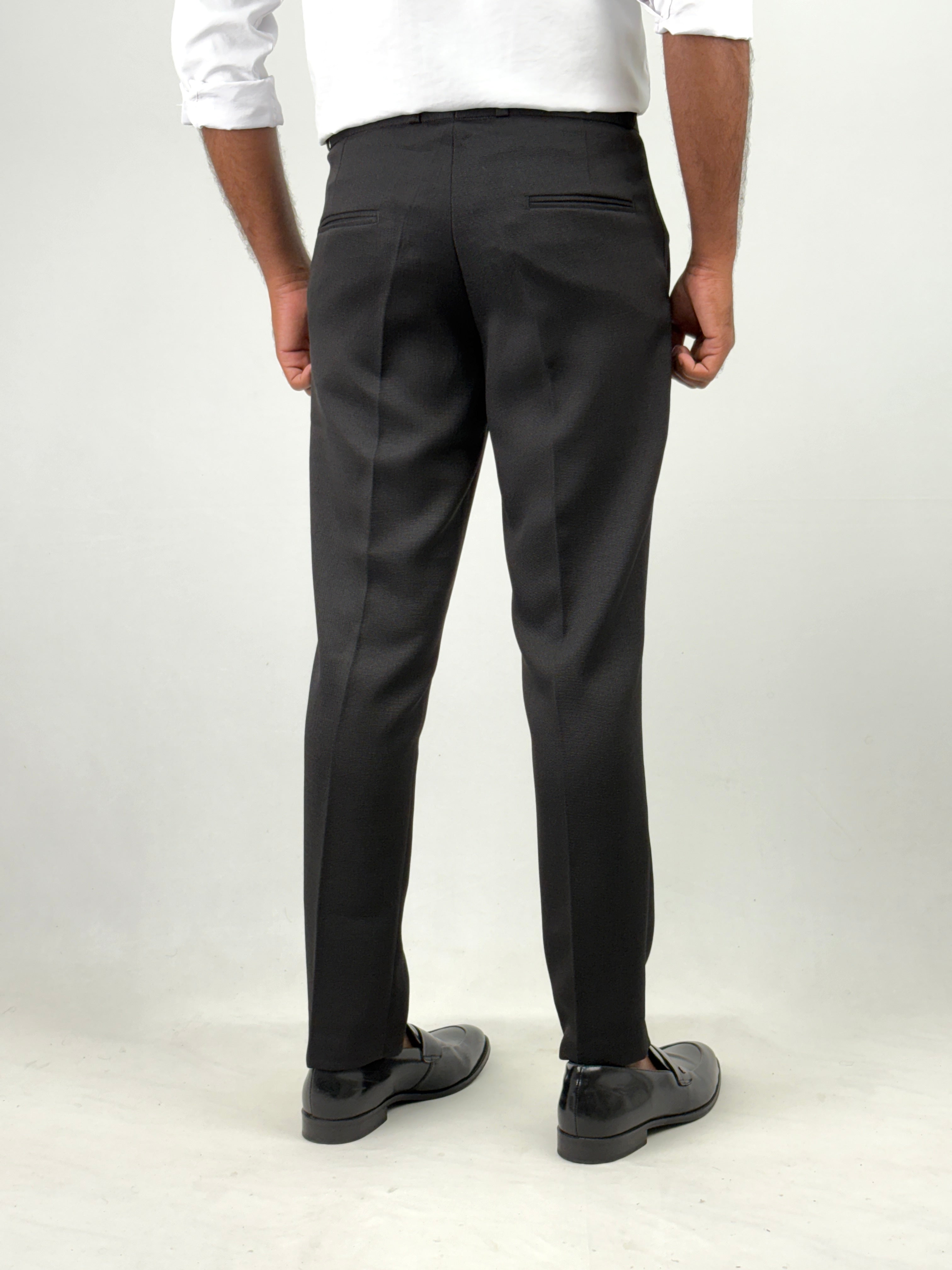 Black Textured Formal Pant