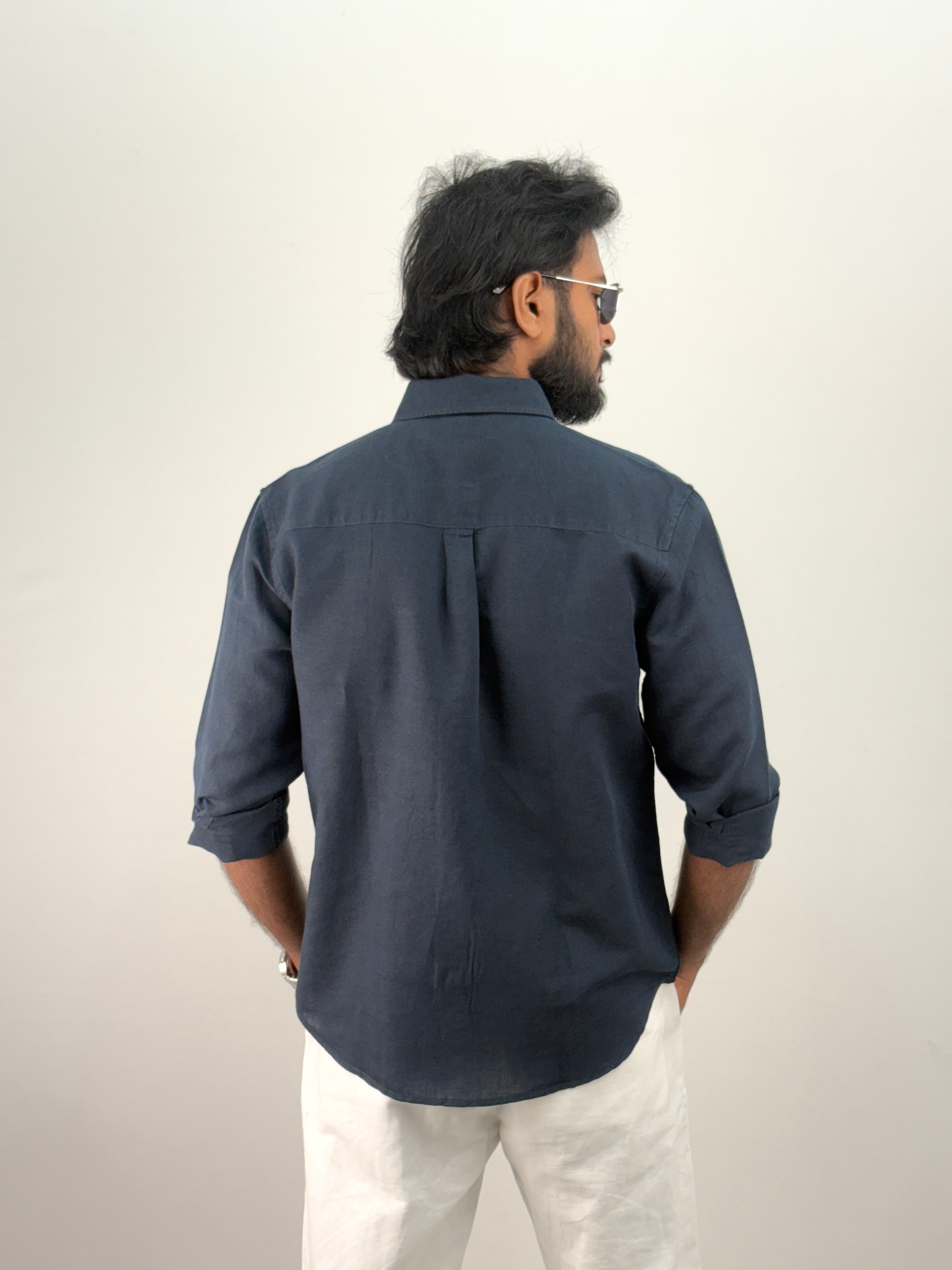Navy Linen Shirt