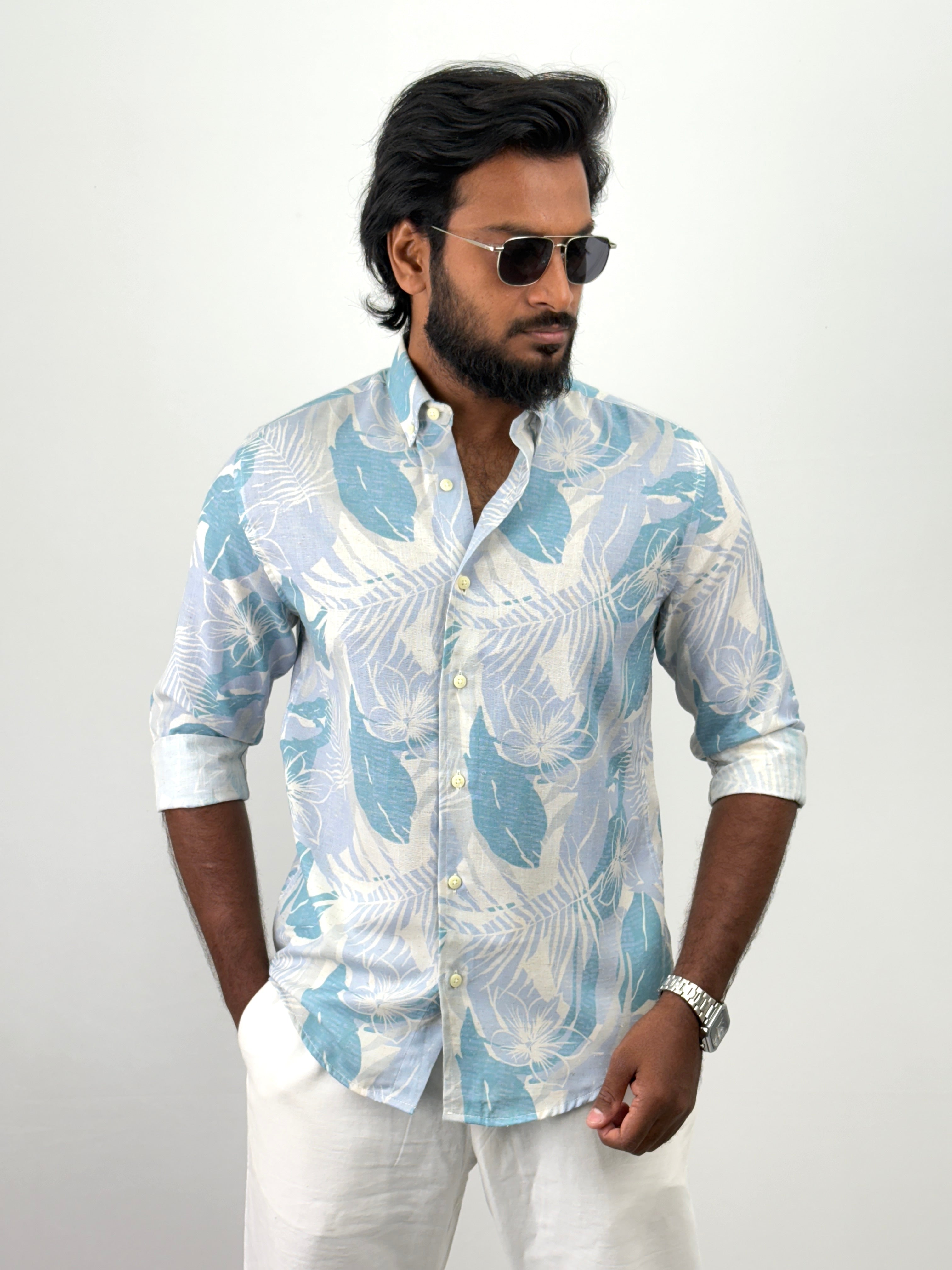Light Blue Printed Shirt