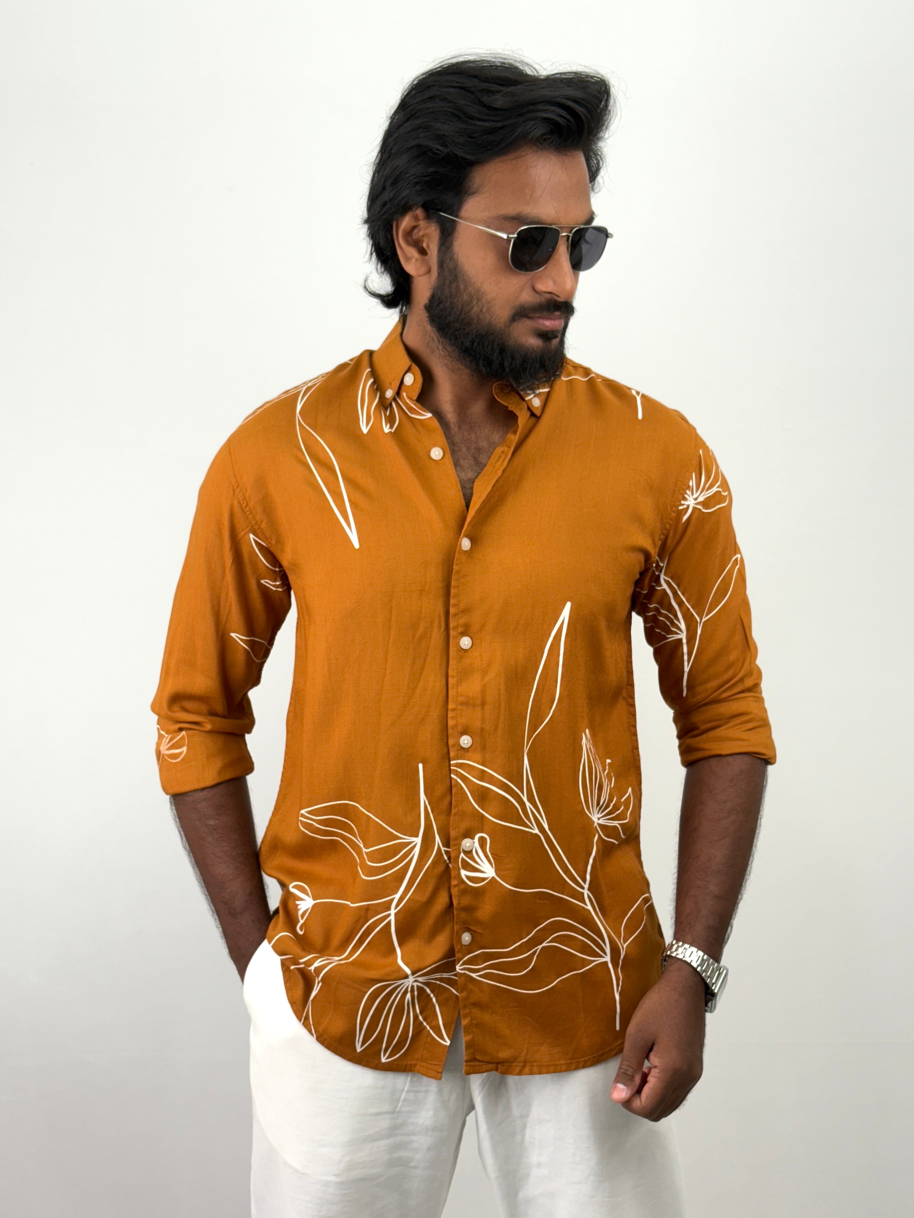 Orange Printed Shirts