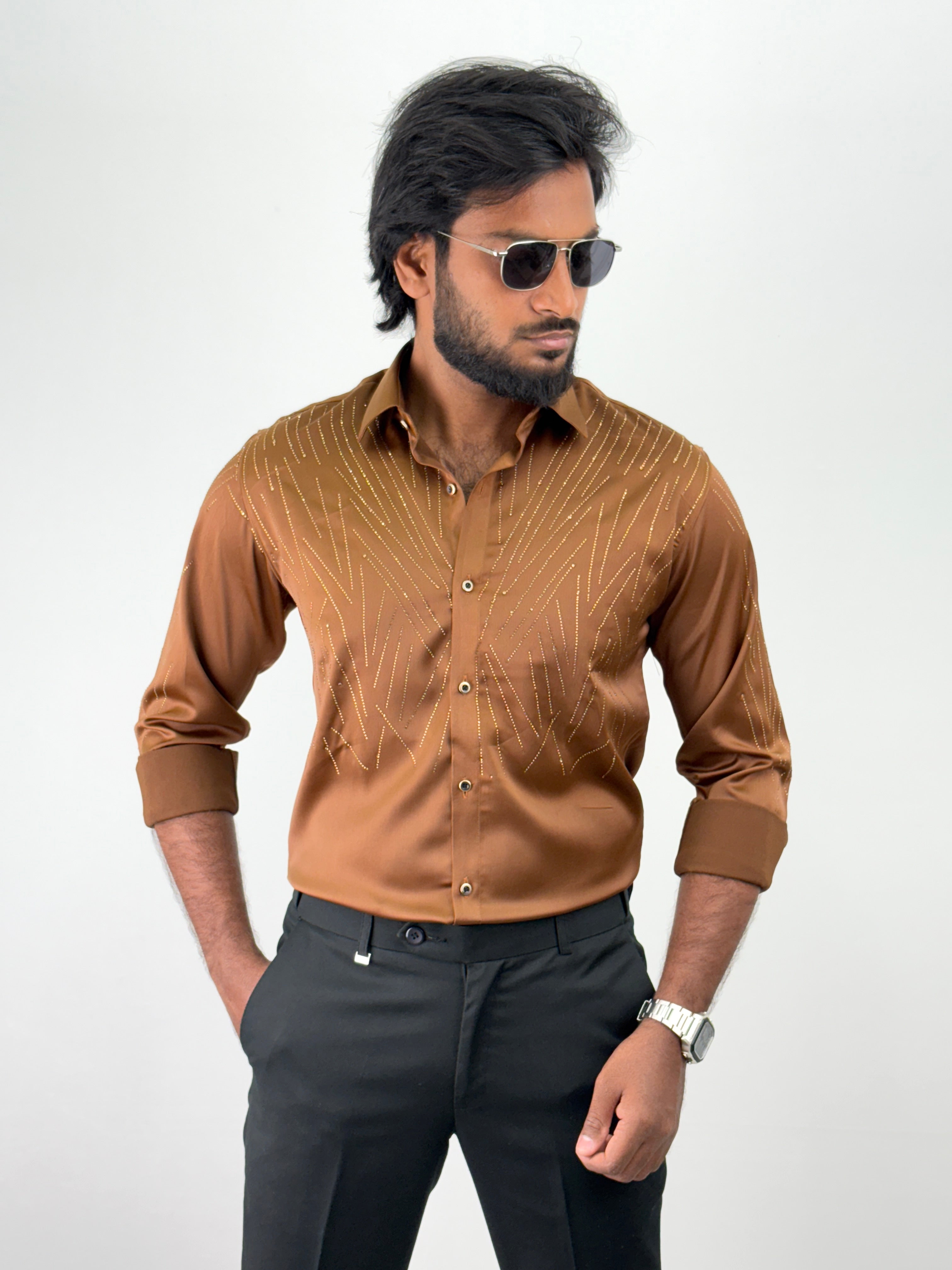 Brown IMP Designer Stone Work Shirts