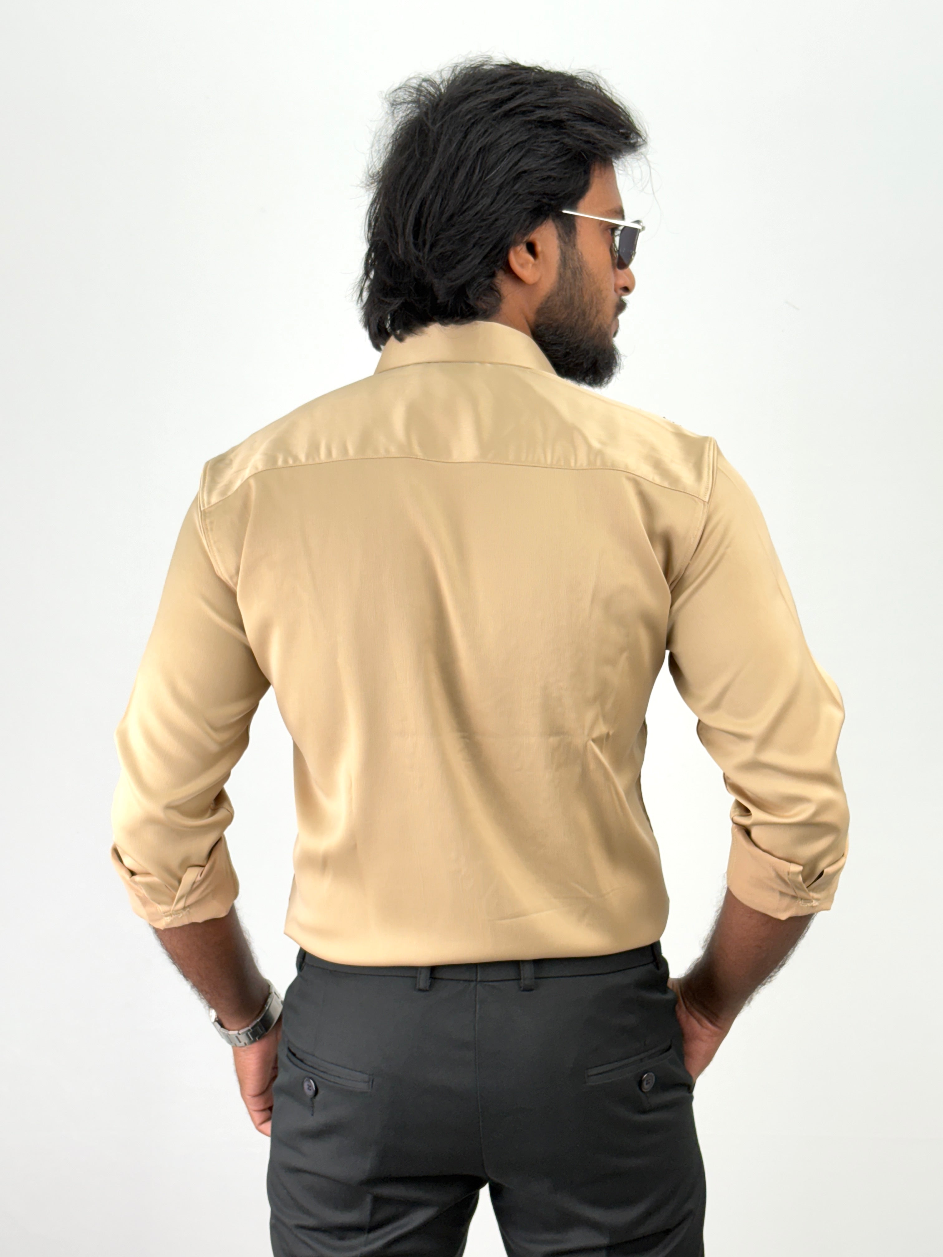 Beige Designer Stone Work Shirt 2