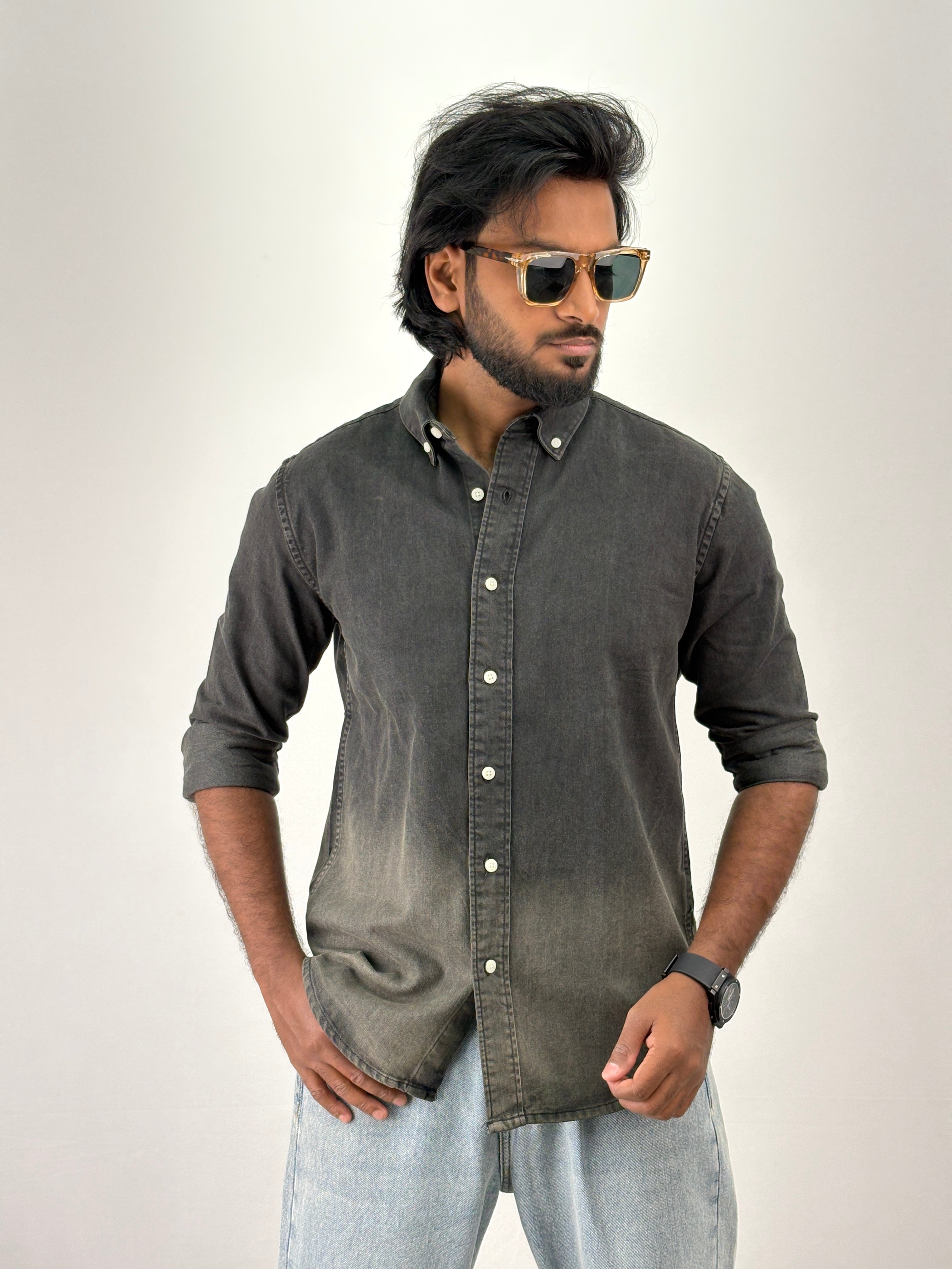 Dusty Black Denim Shirt