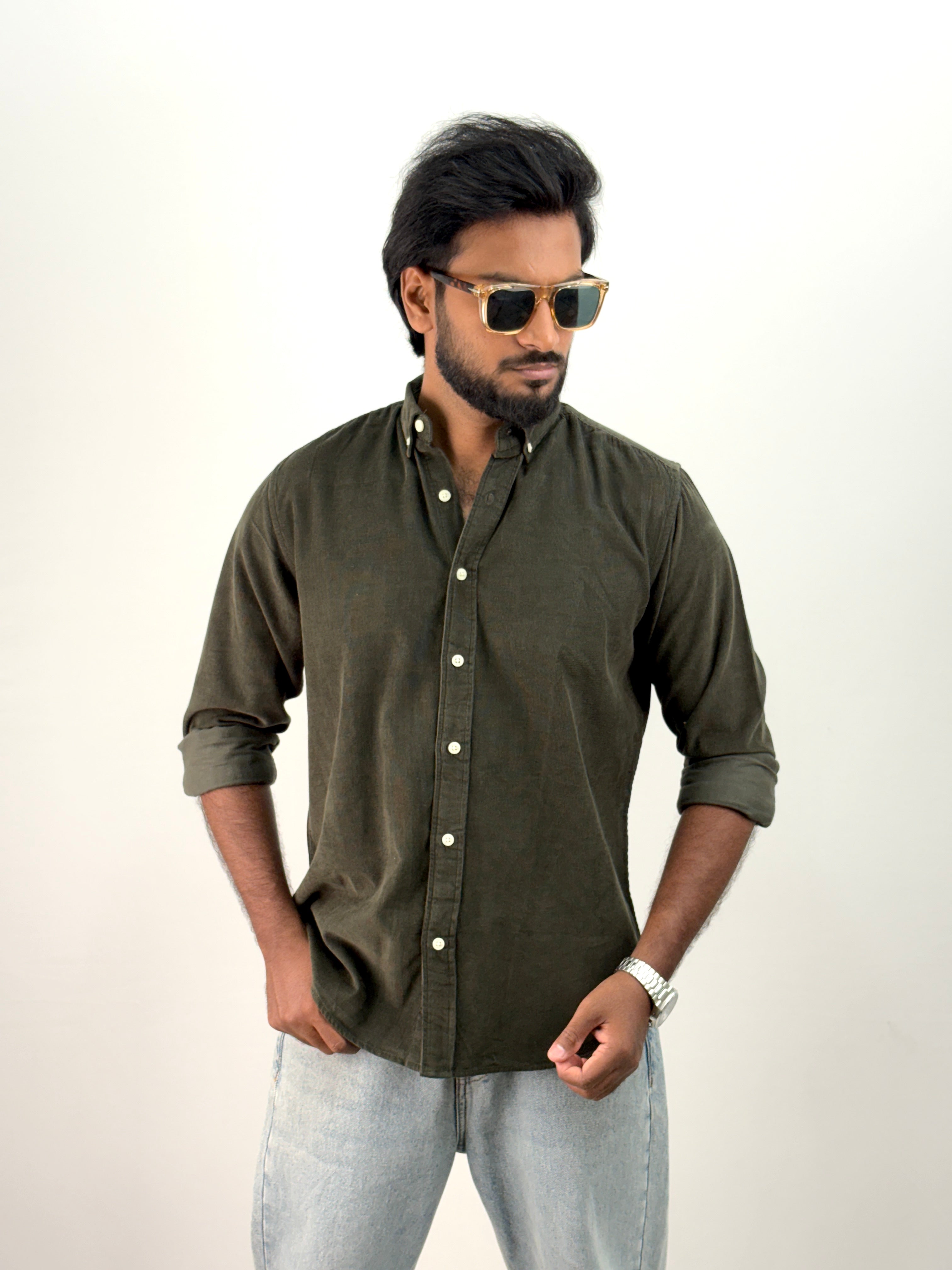 Dark Green Corduroy Shirt