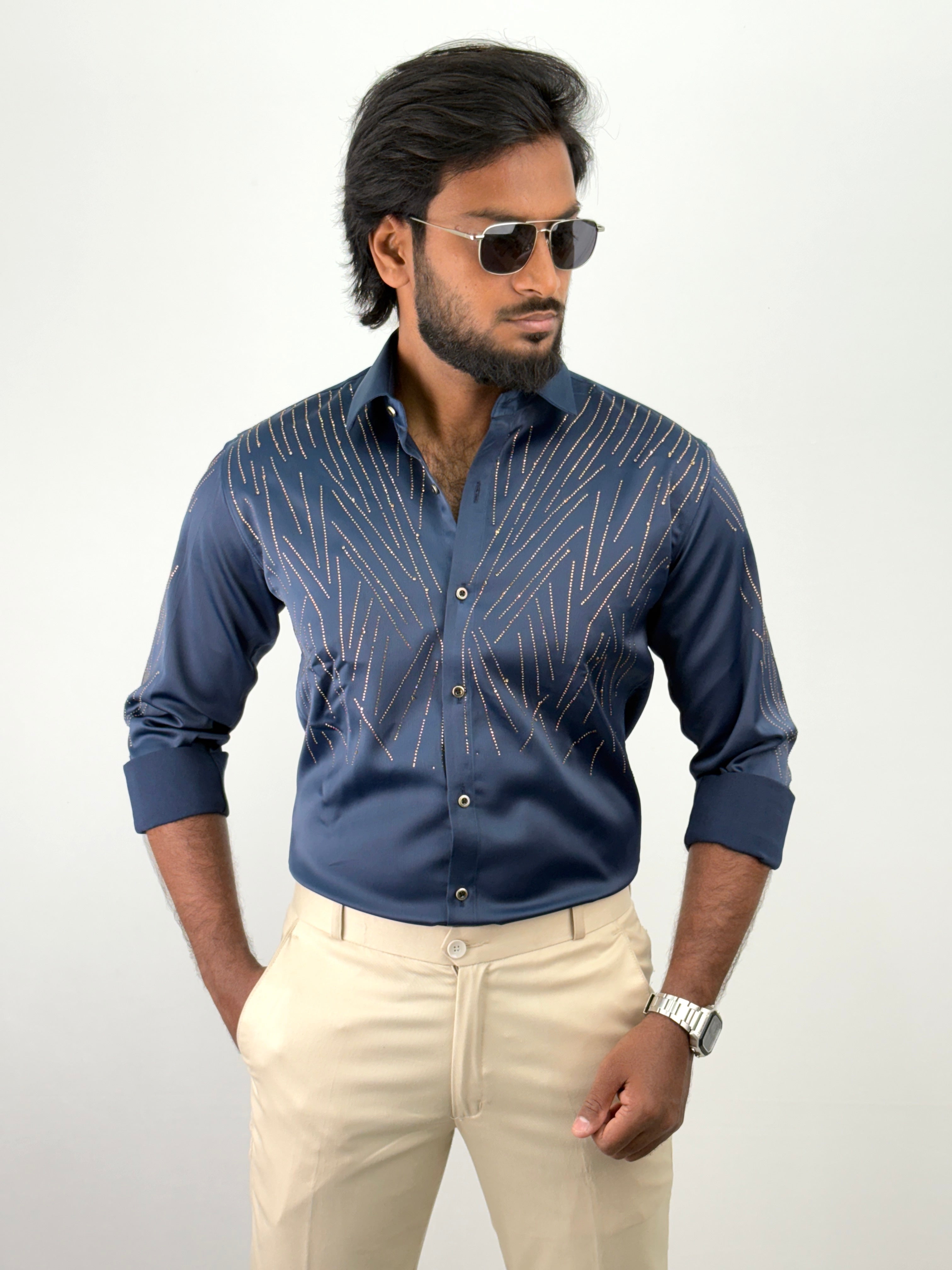 Navy IMP Designer Stone Work Shirts