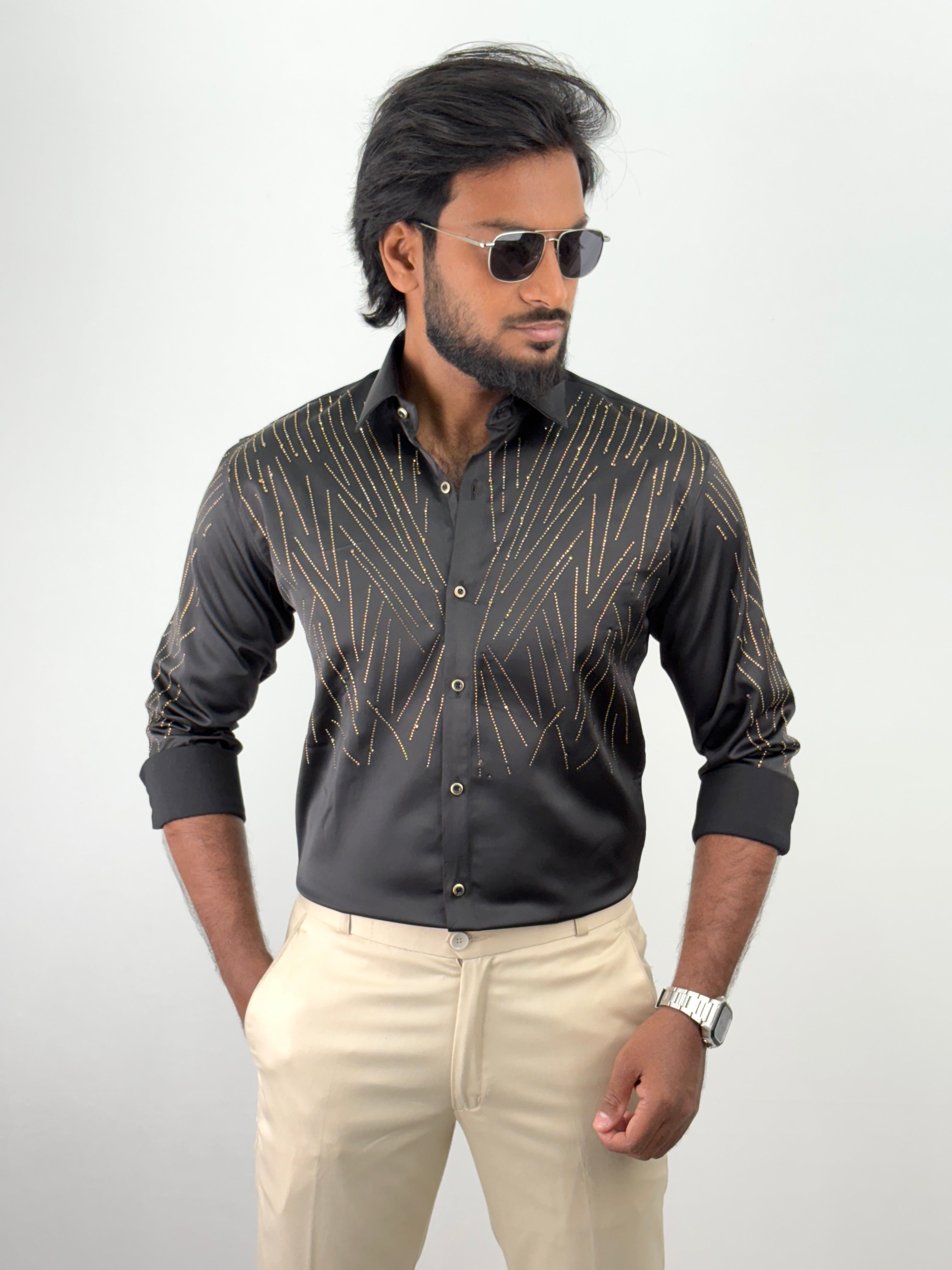 Black IMP Designer Stone Work Shirts