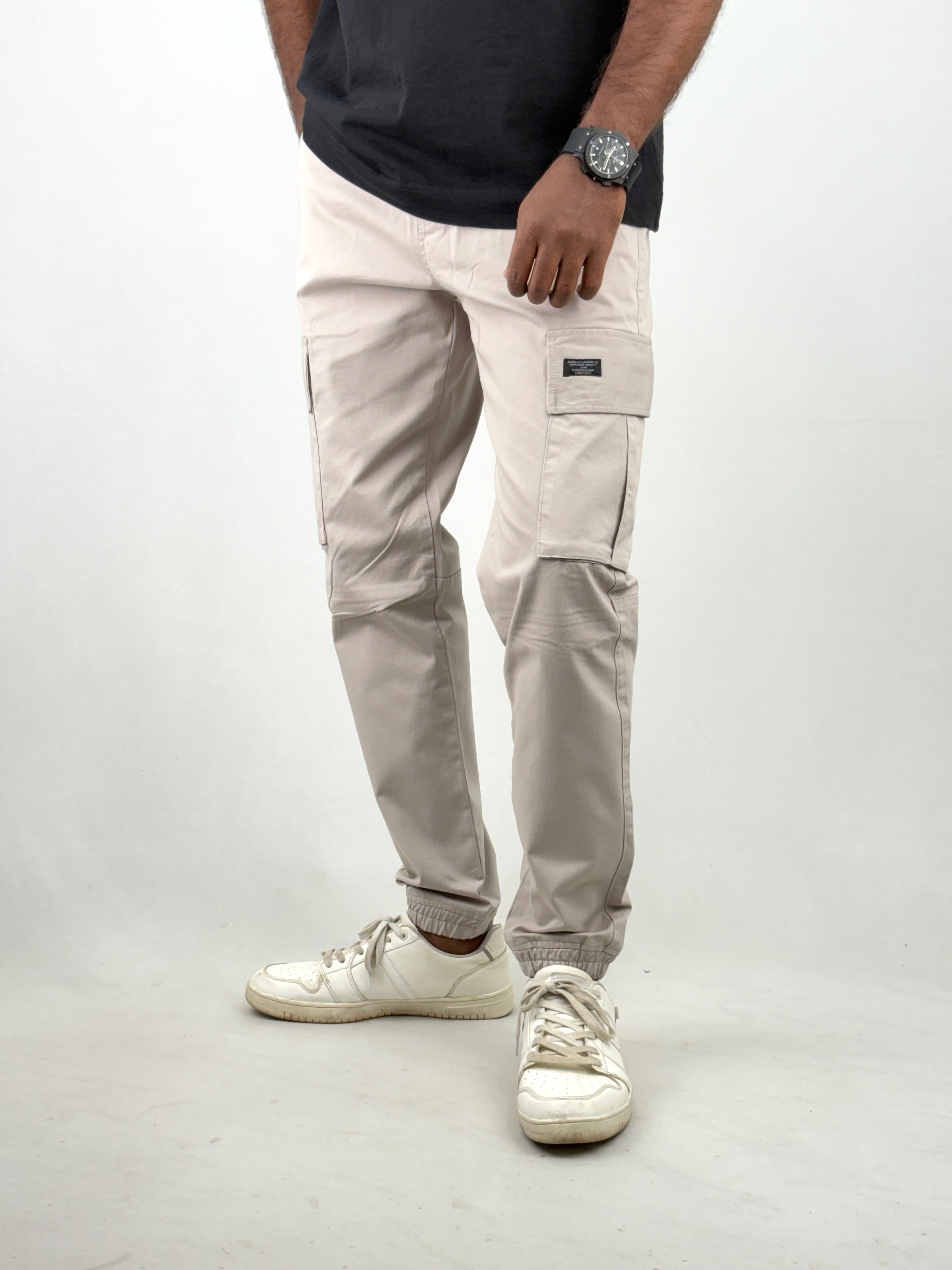 Beige Cargo Joggers