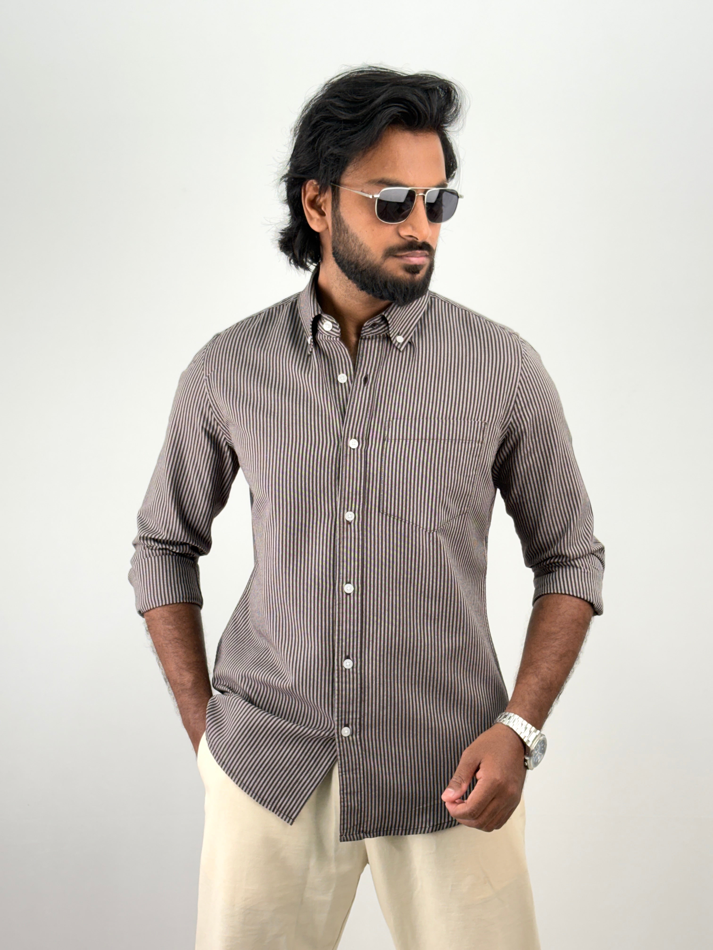 Dark Brown Stripe Shirts