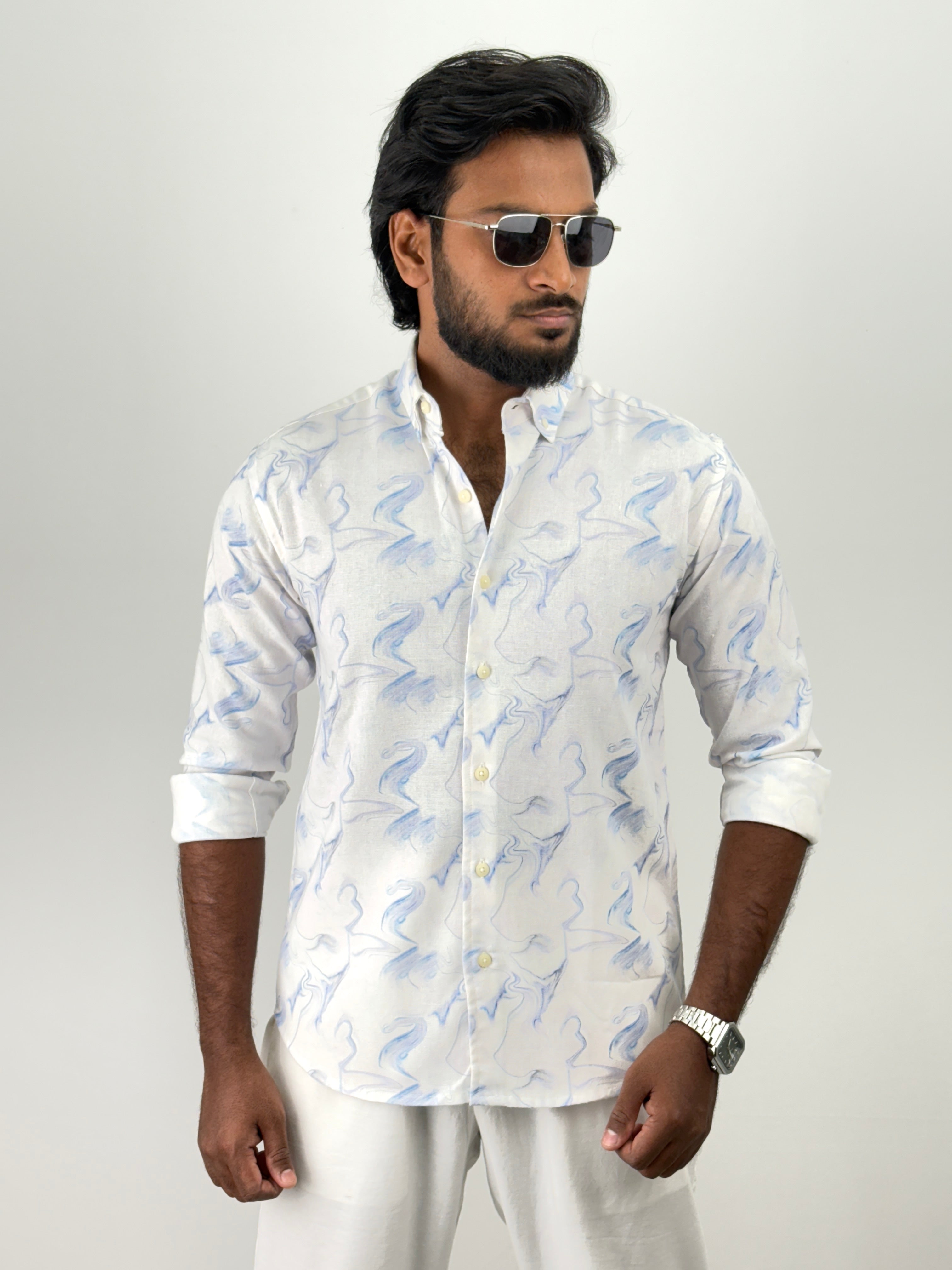 Blue Abstract Printed Shirts