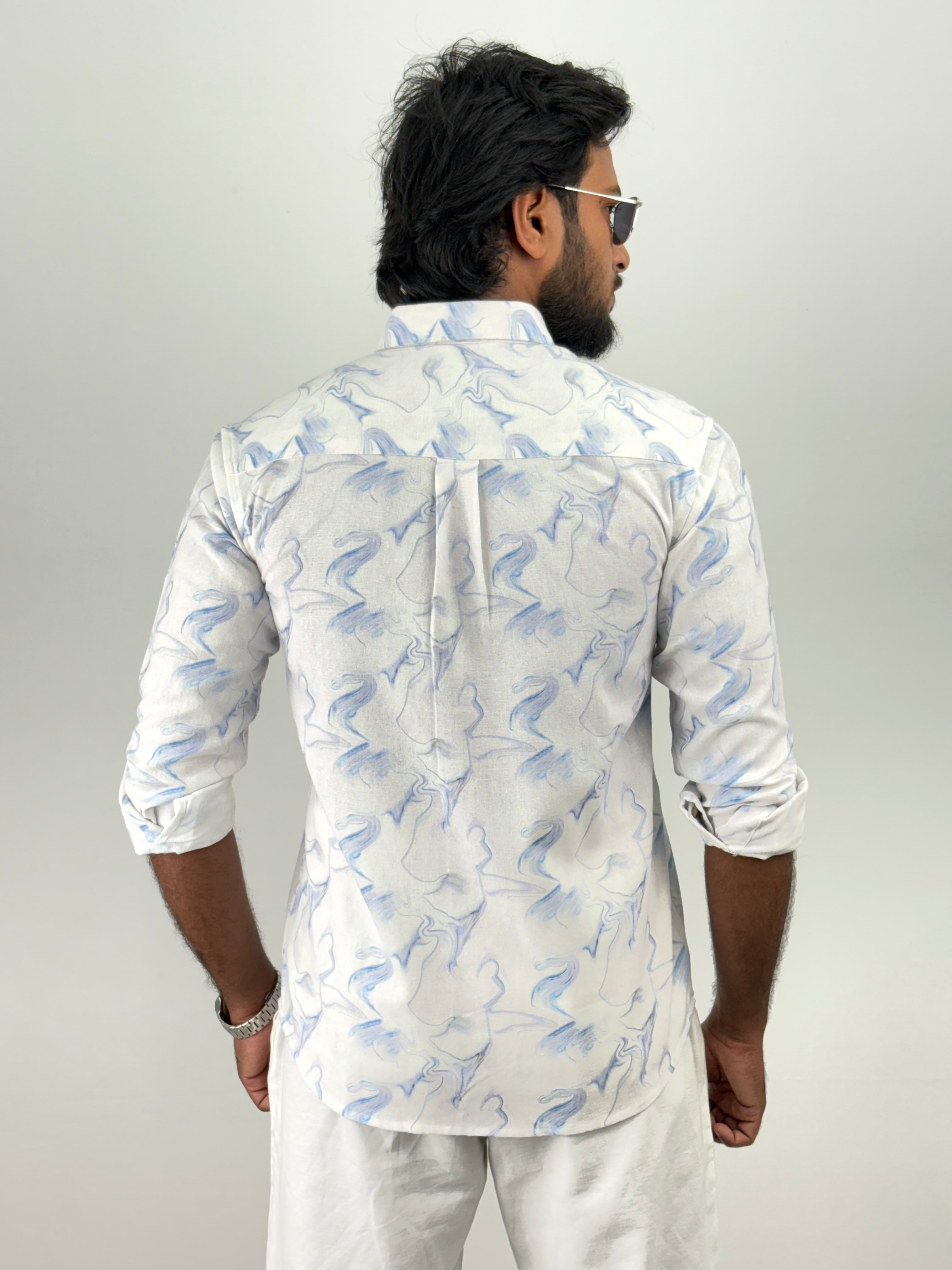 Blue Abstract Printed Shirts