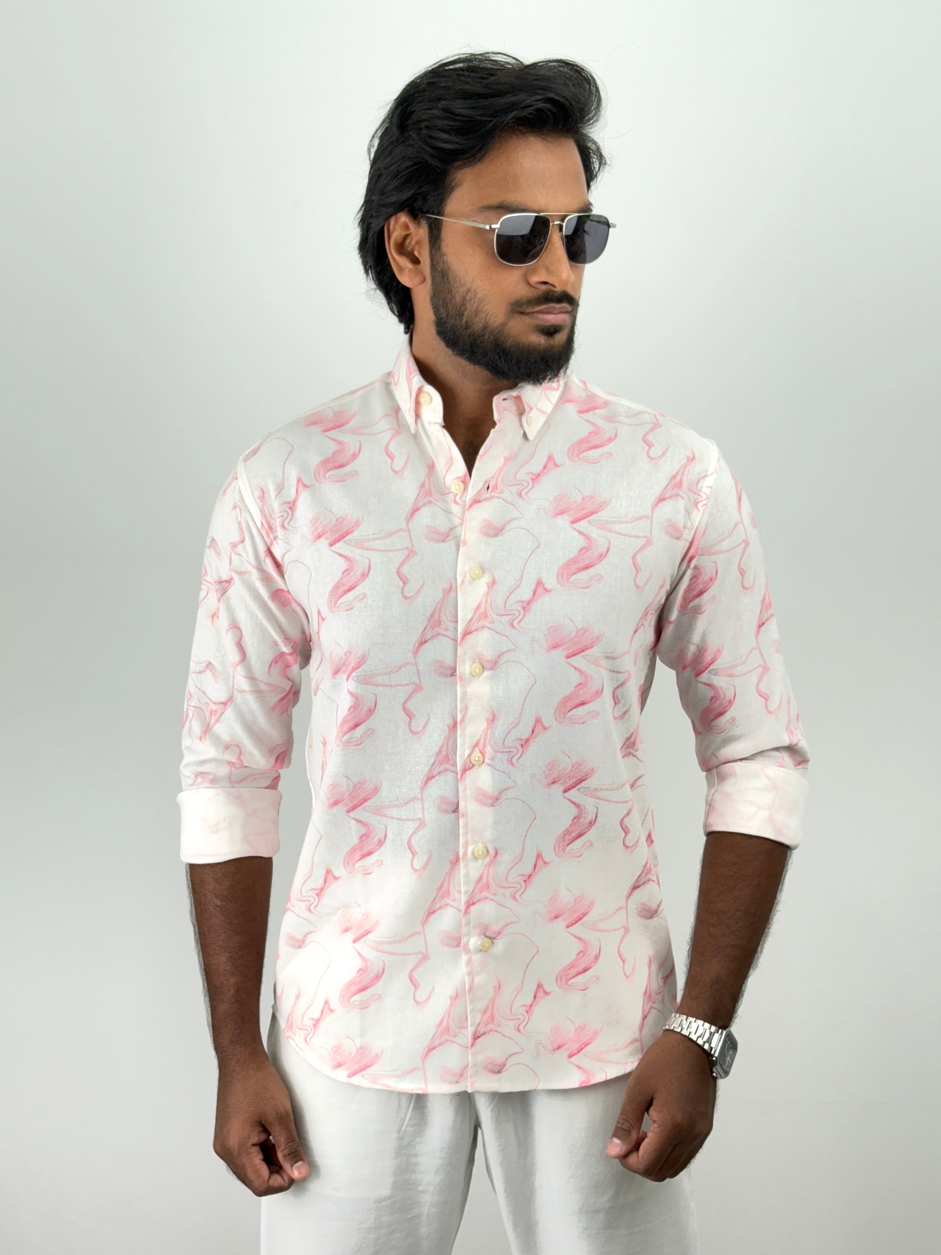 Pink Abstract Printed Shirts