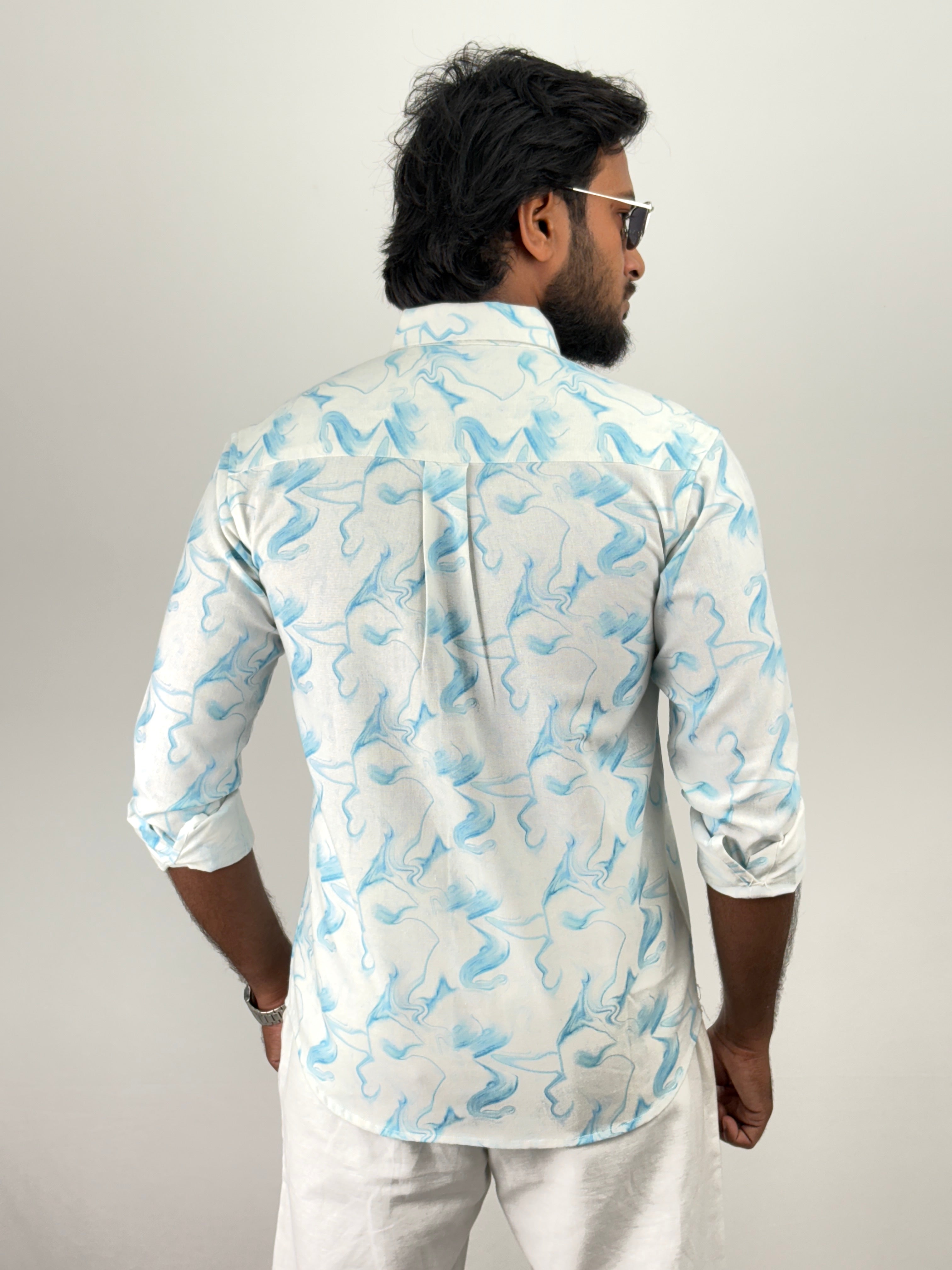 Light Blue Abstract Printed Shirts