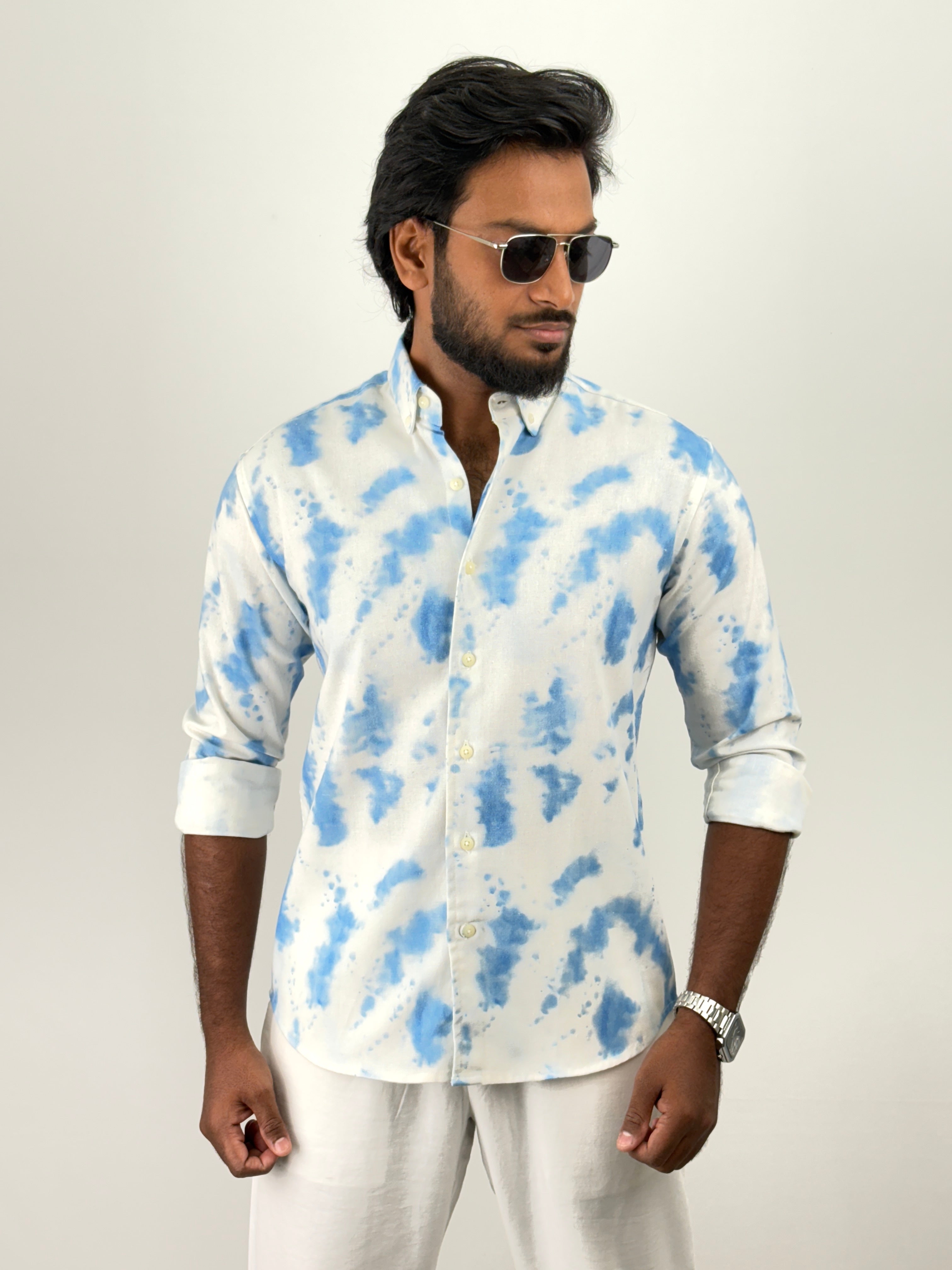 Blue Tie & Dye Printed Shirts