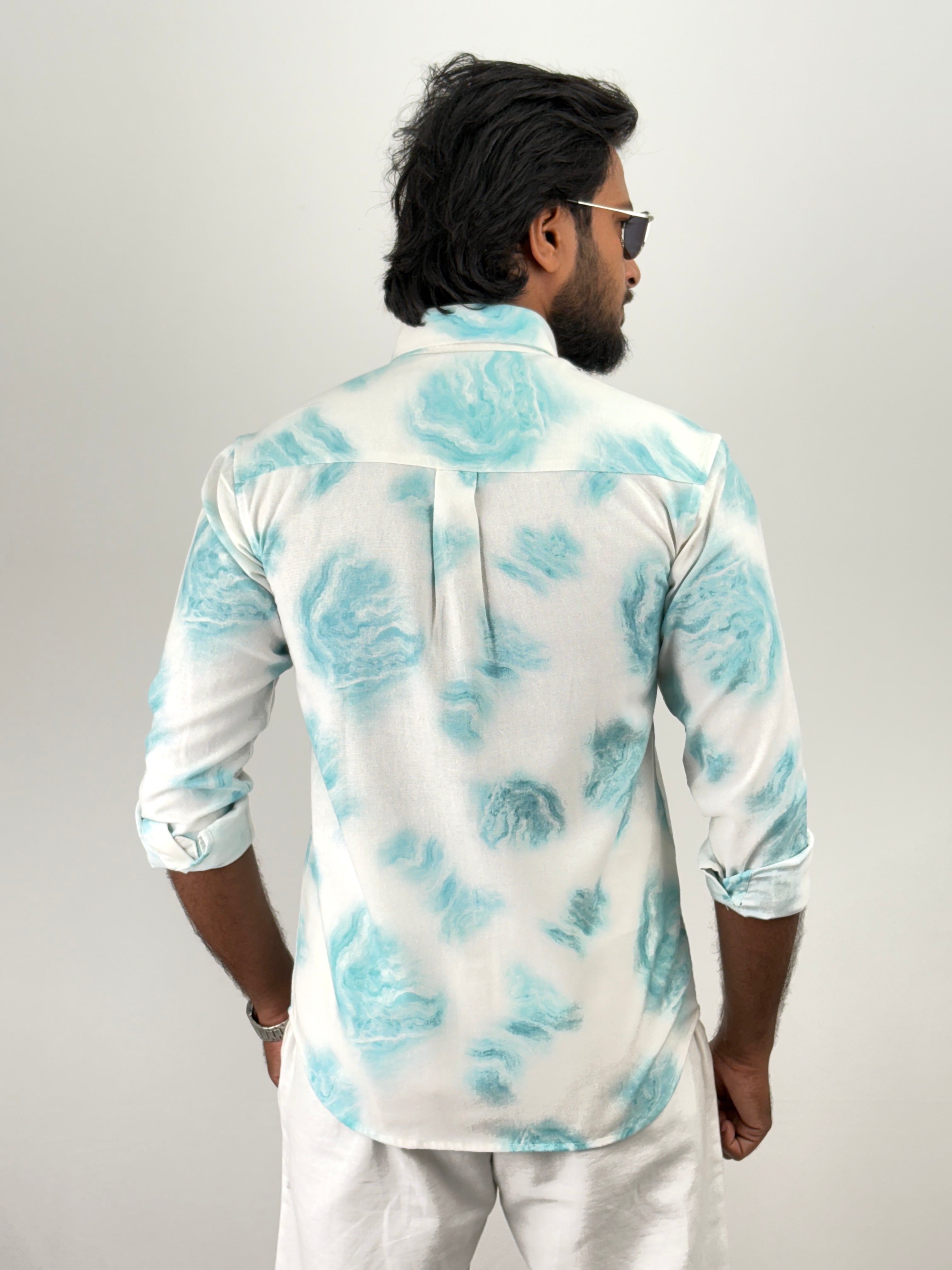 Aqua Green Printed Shirts