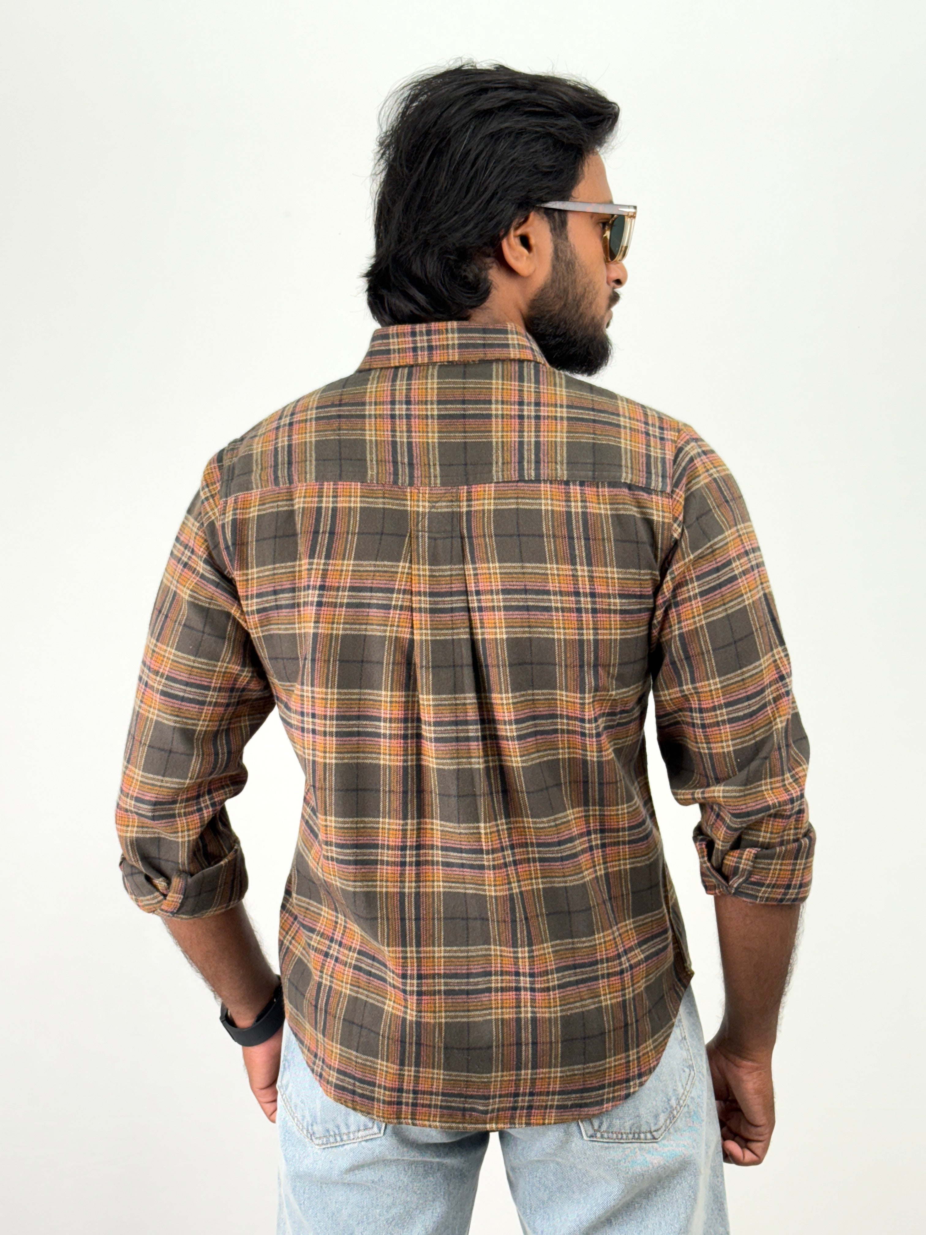Brown Olive Flannel Shirt