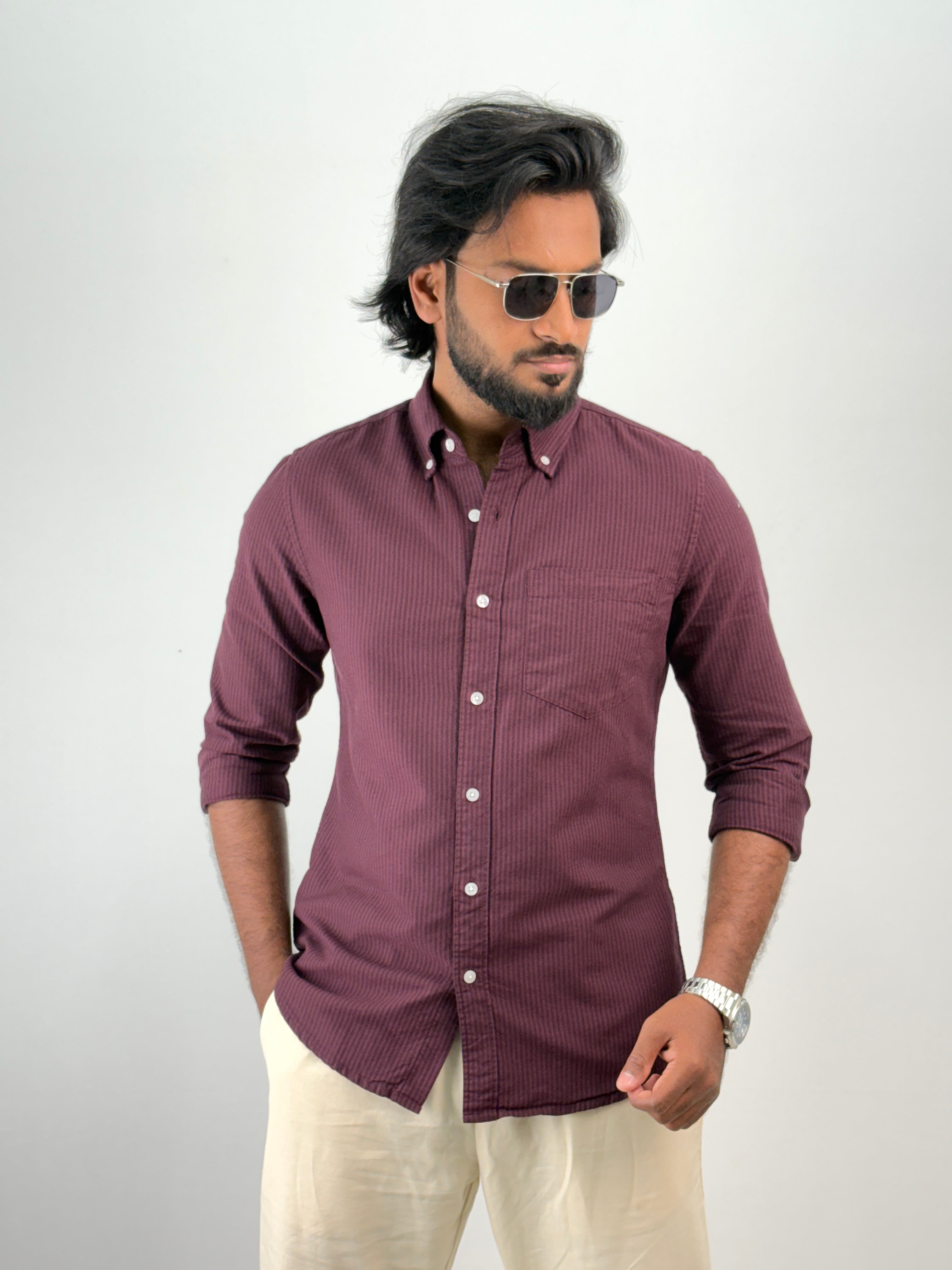Maroon Stripe Shirts