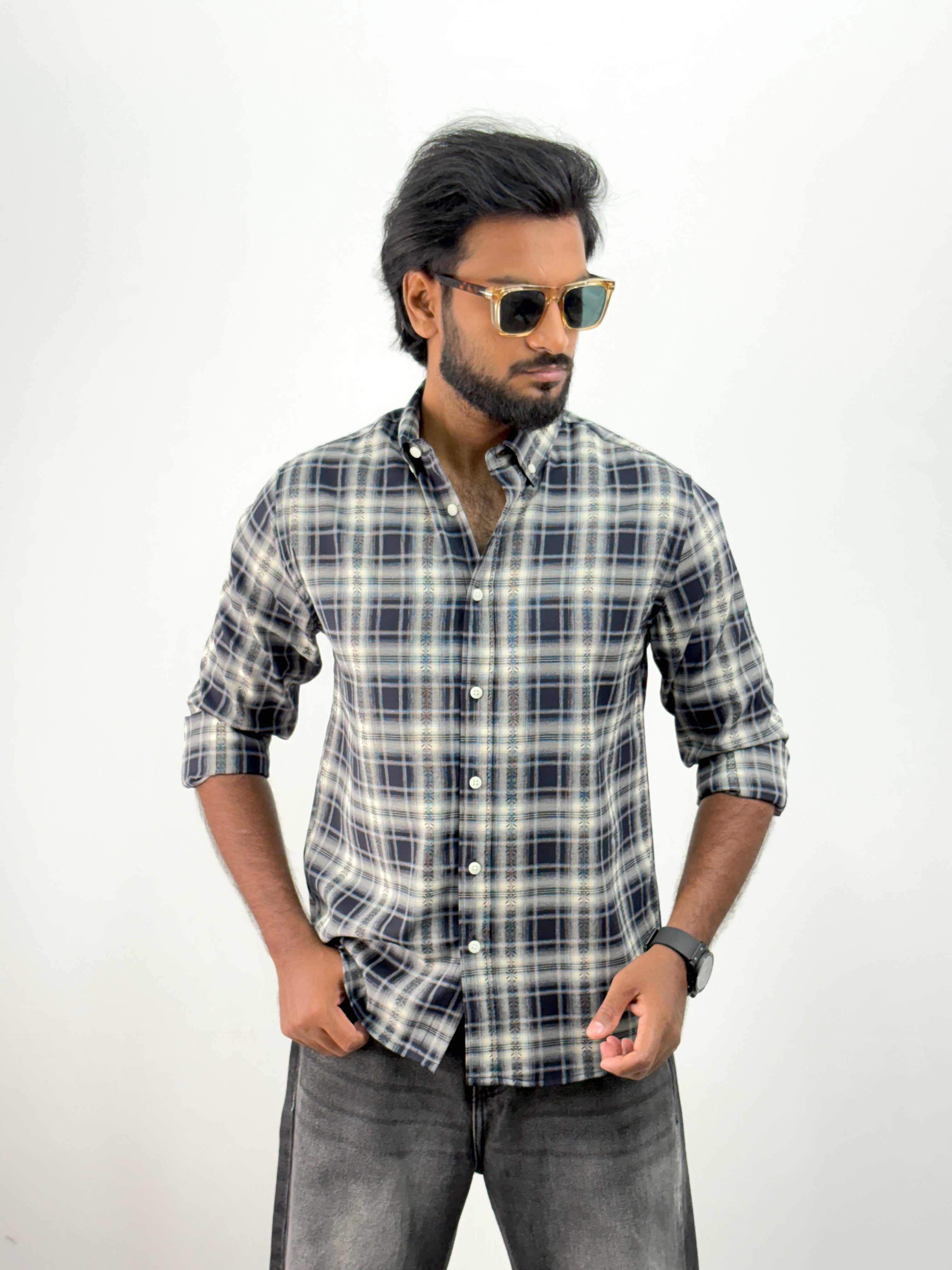 White Navy Flannel Shirt