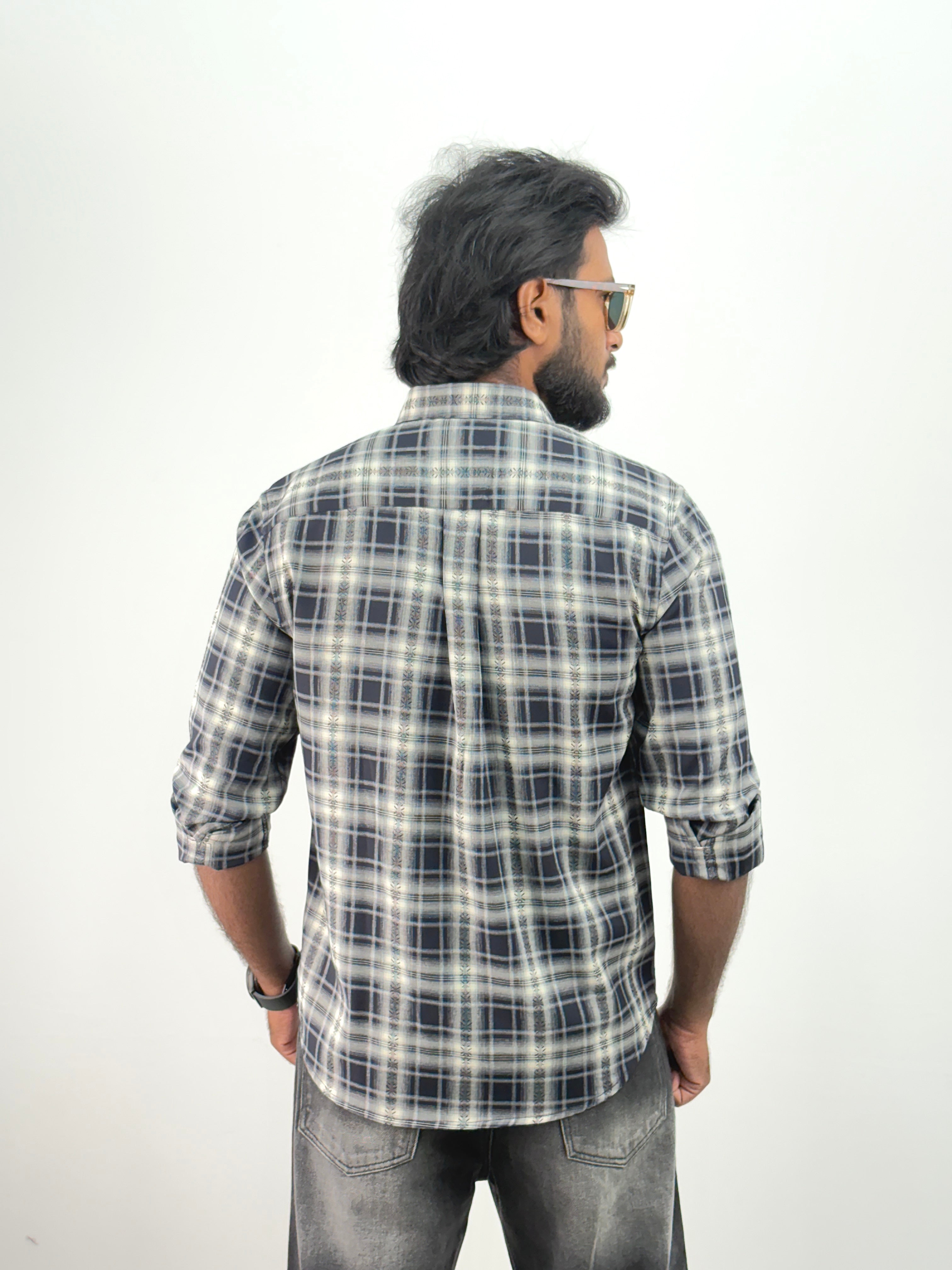 White Navy Flannel Shirt