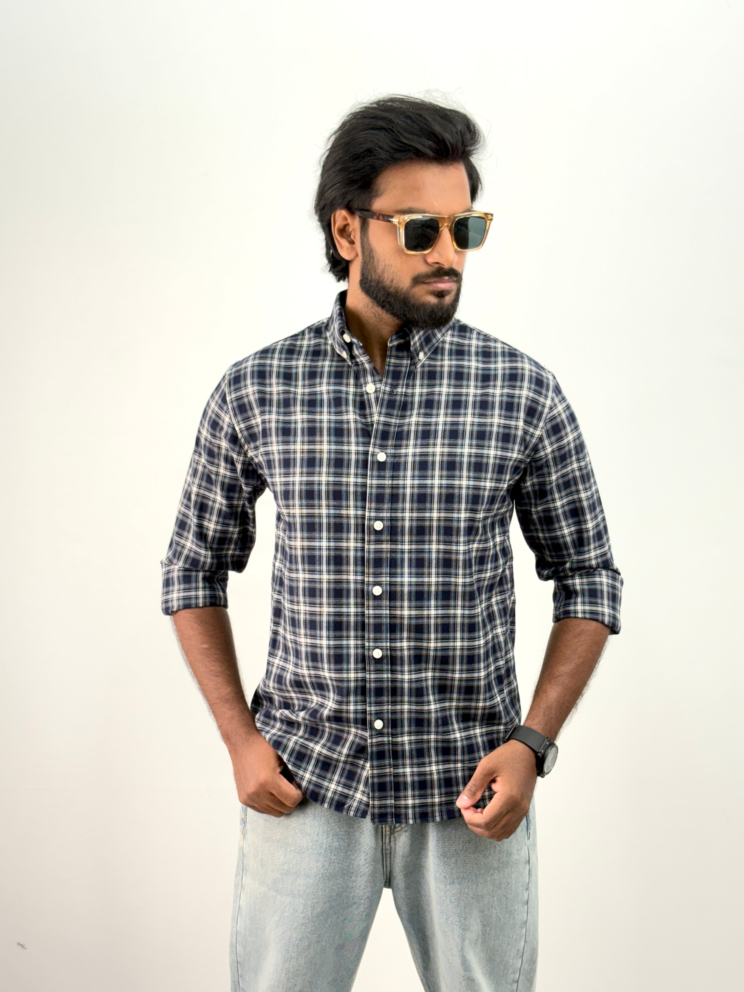 Dark Blue Flannel Shirt