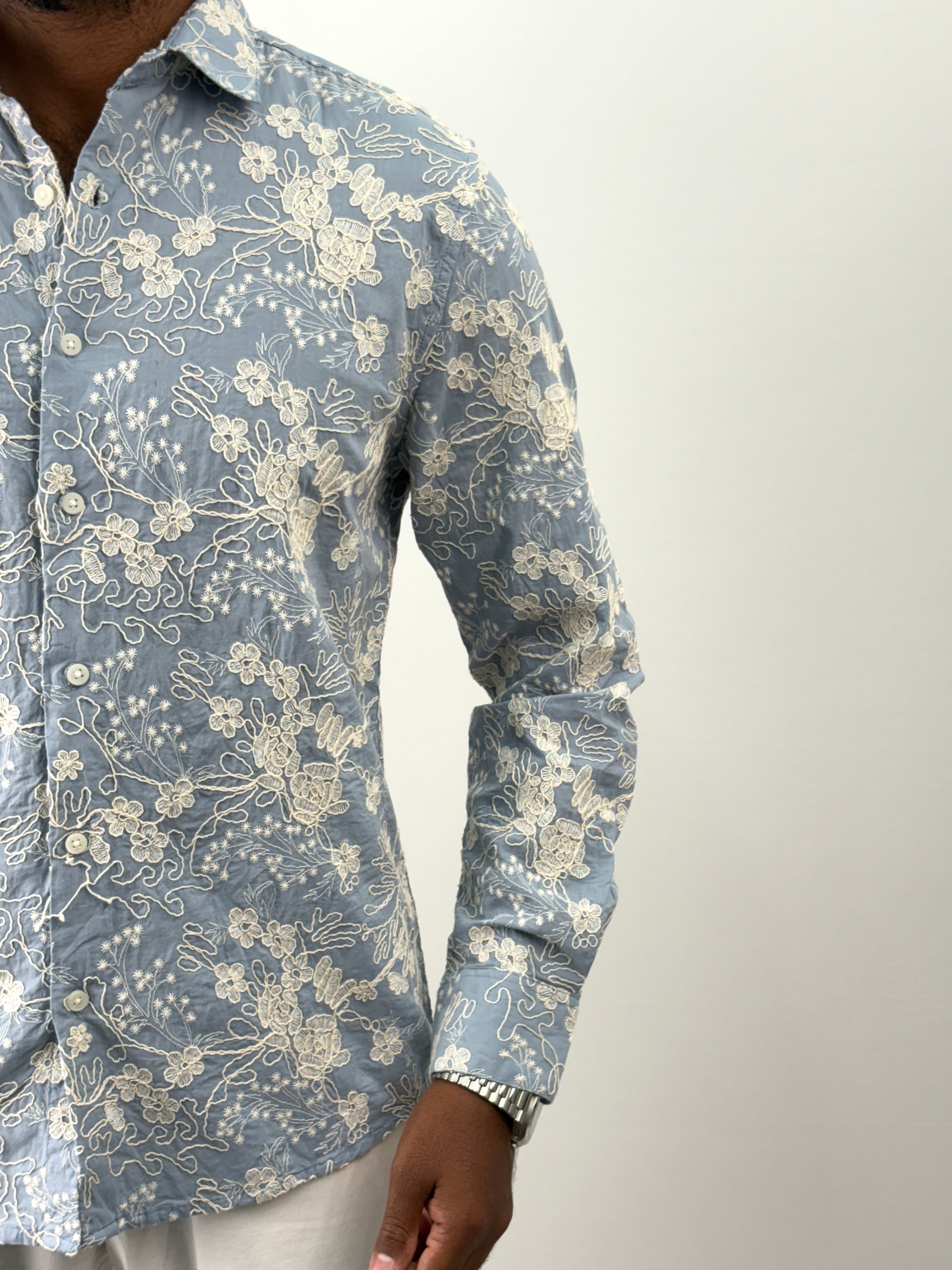 Ice Blue Embroidery Shirt 14
