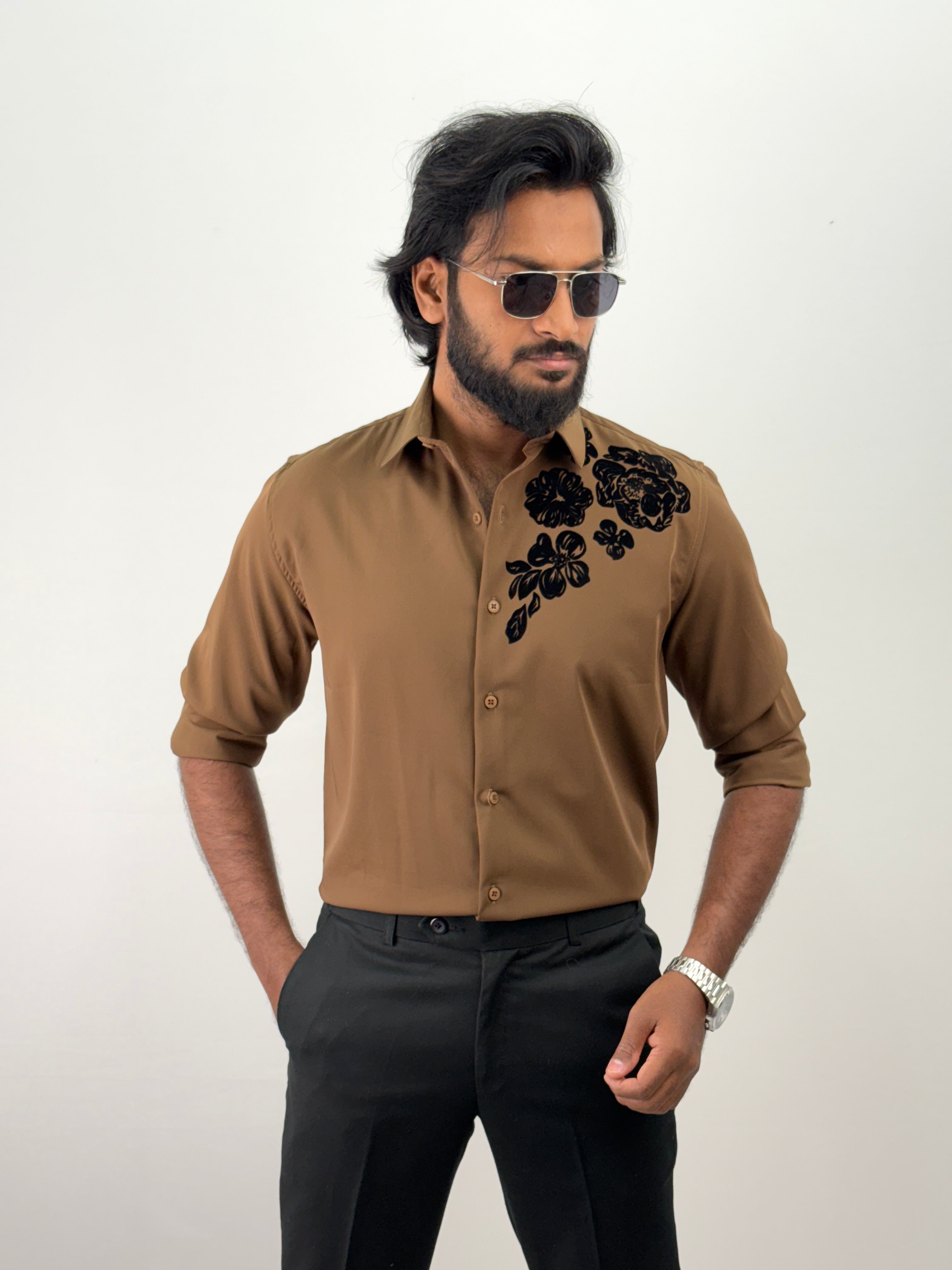 Khaki Flock IMP Printed Shirt
