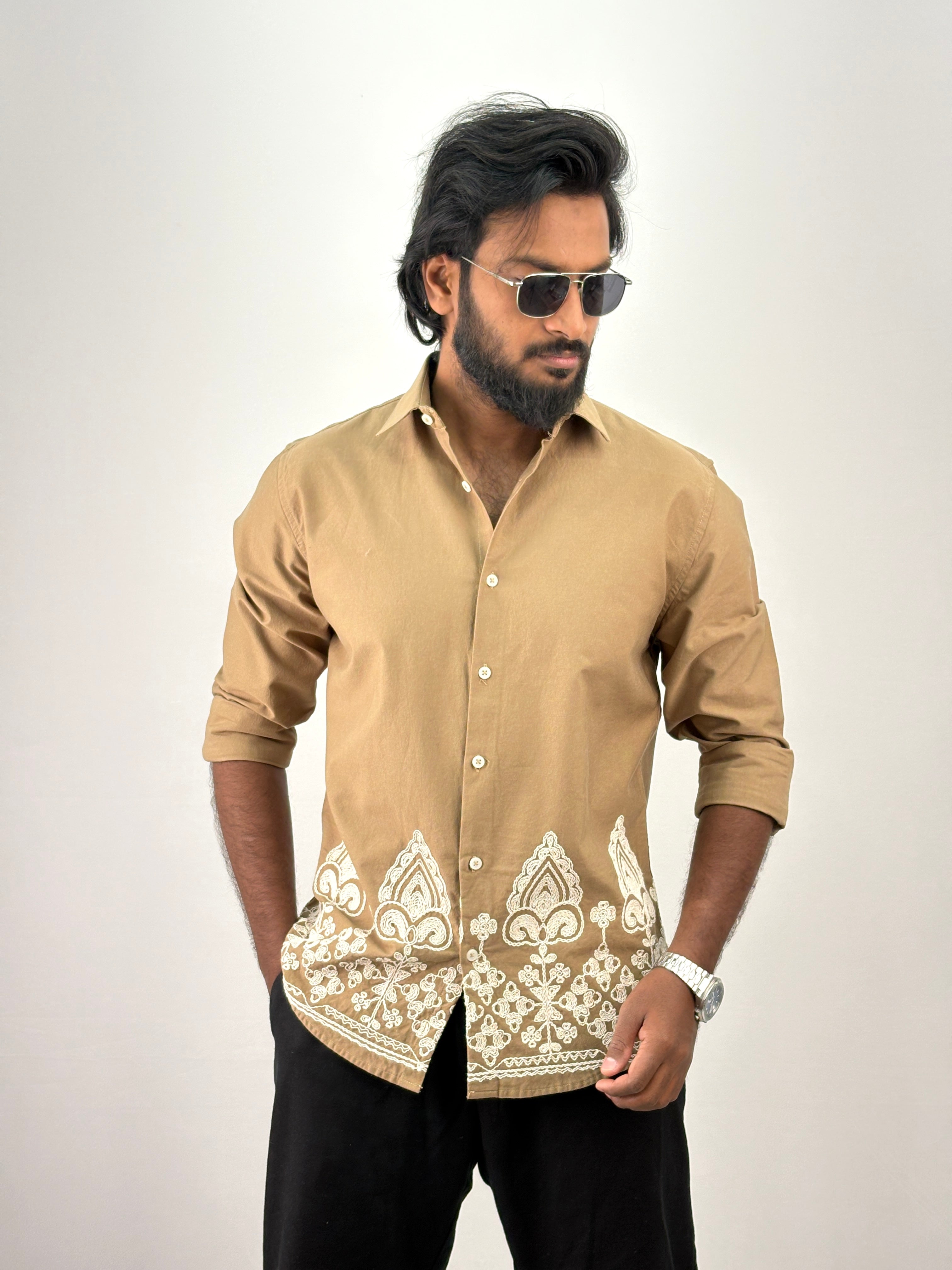 Khaki Embroidery Shirt