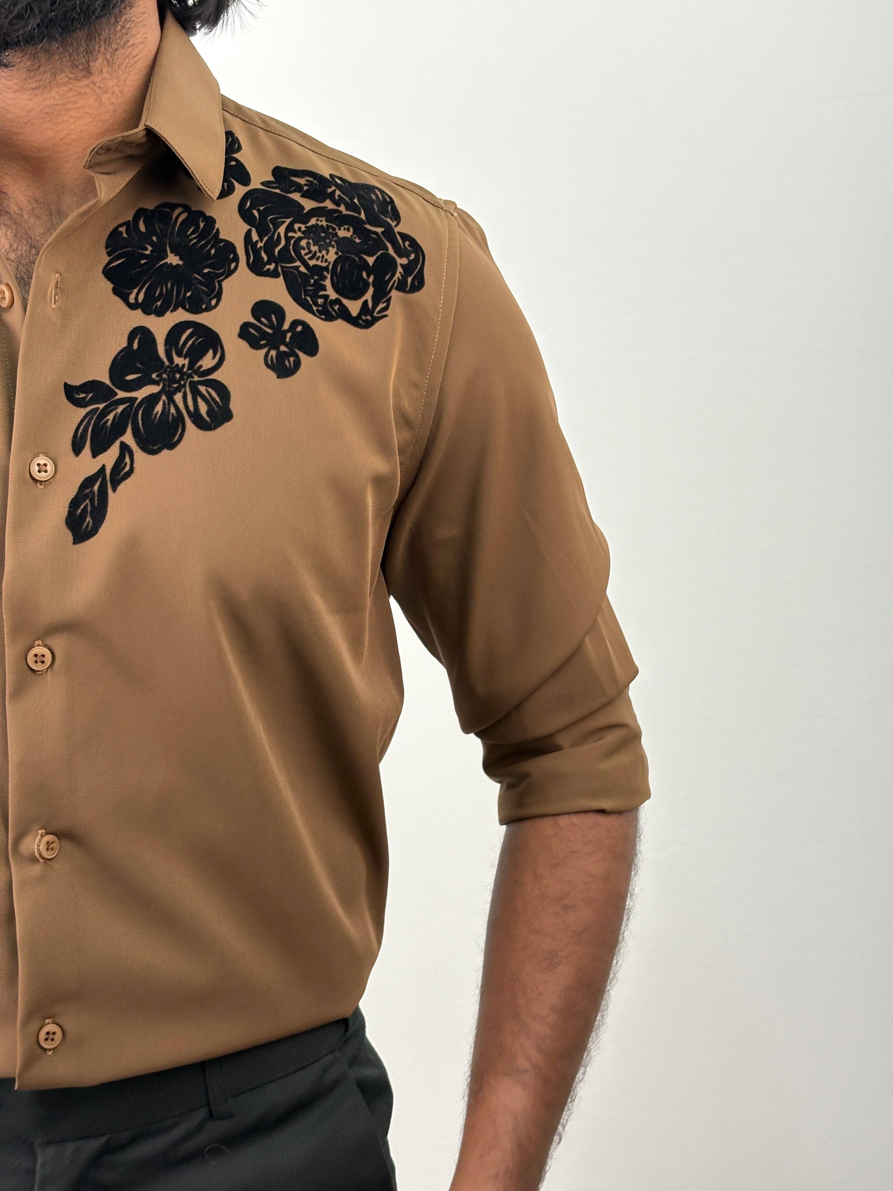 Khaki Flock IMP Printed Shirt