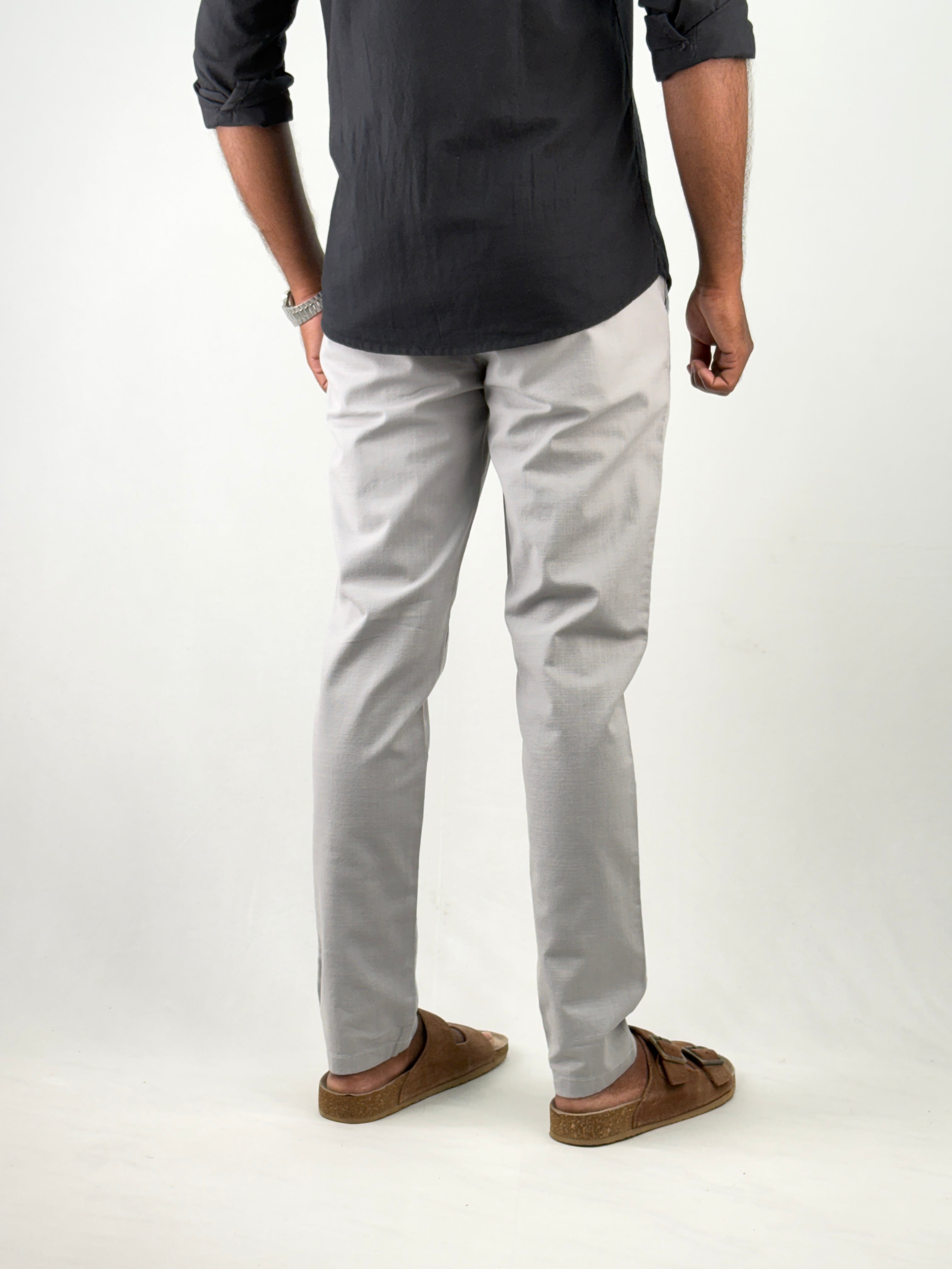 Light Grey Slim Fit Linen Pant