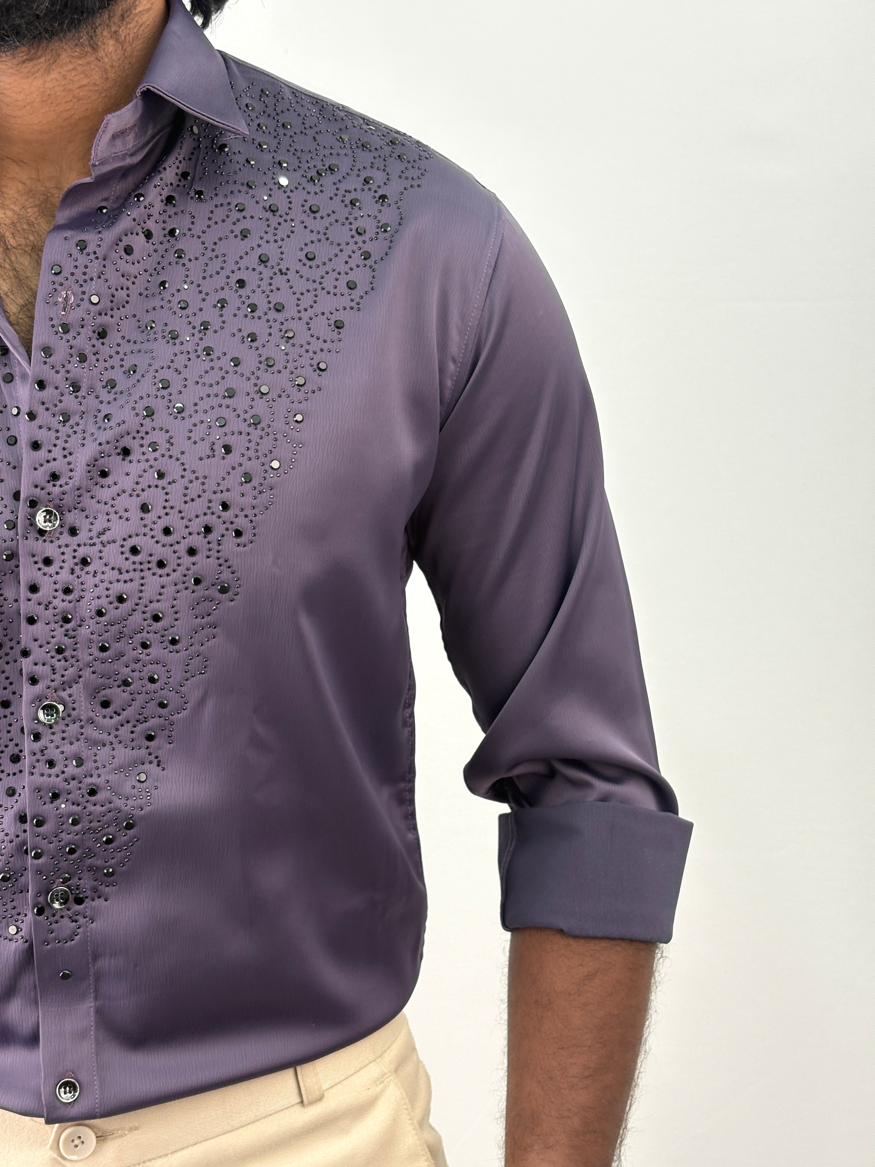 Lavender Designer Stone Work Shirt 9
