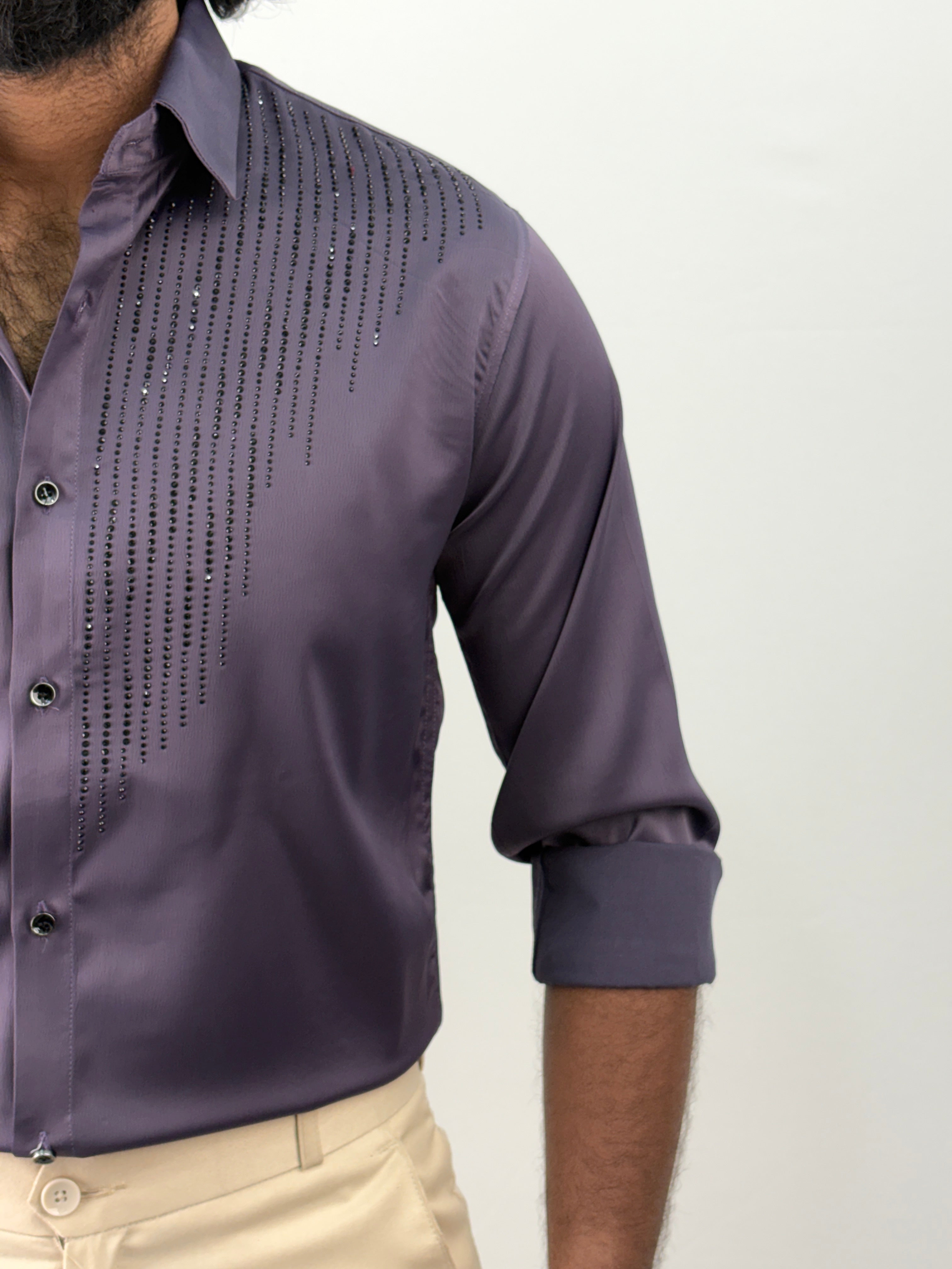 Lavender Designer Stone Work Shirt 10