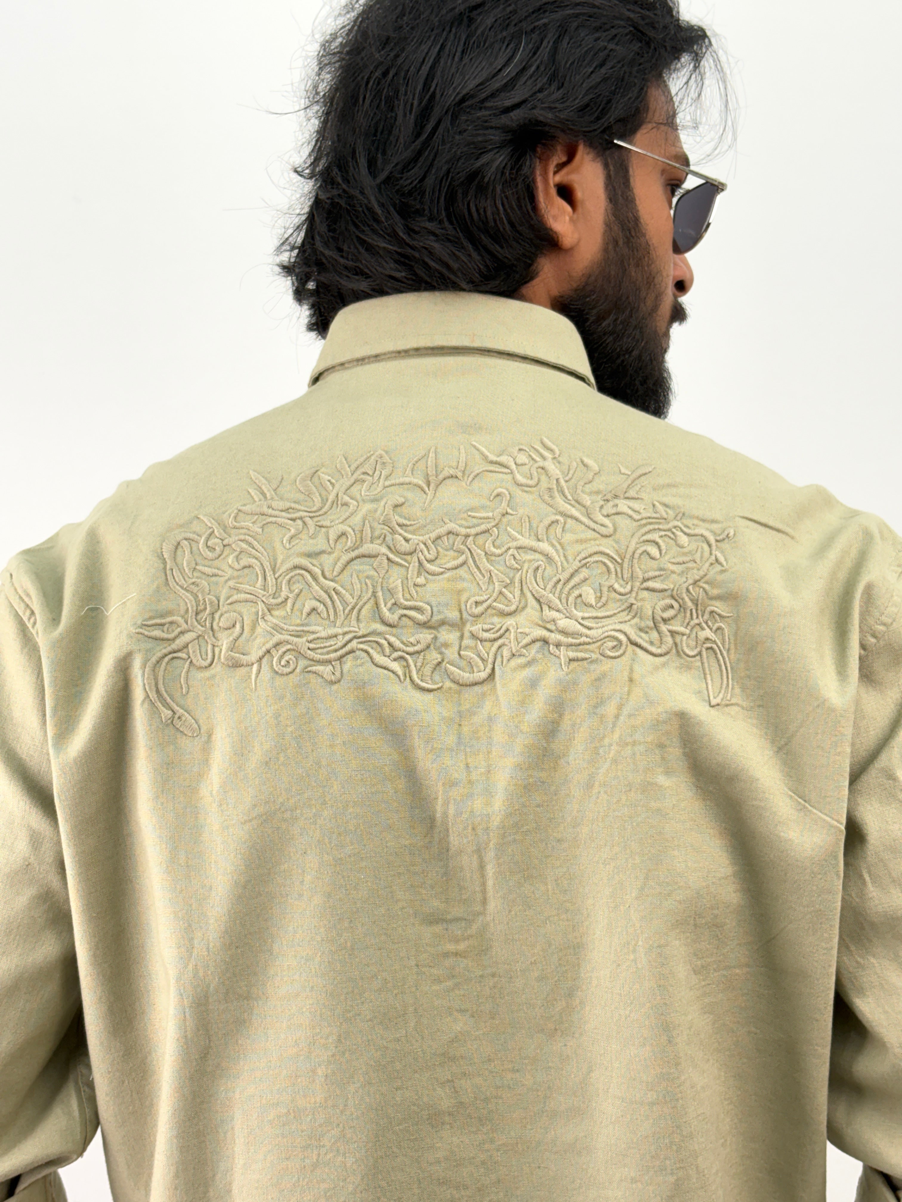 Light Green Back Embroidery Shirt