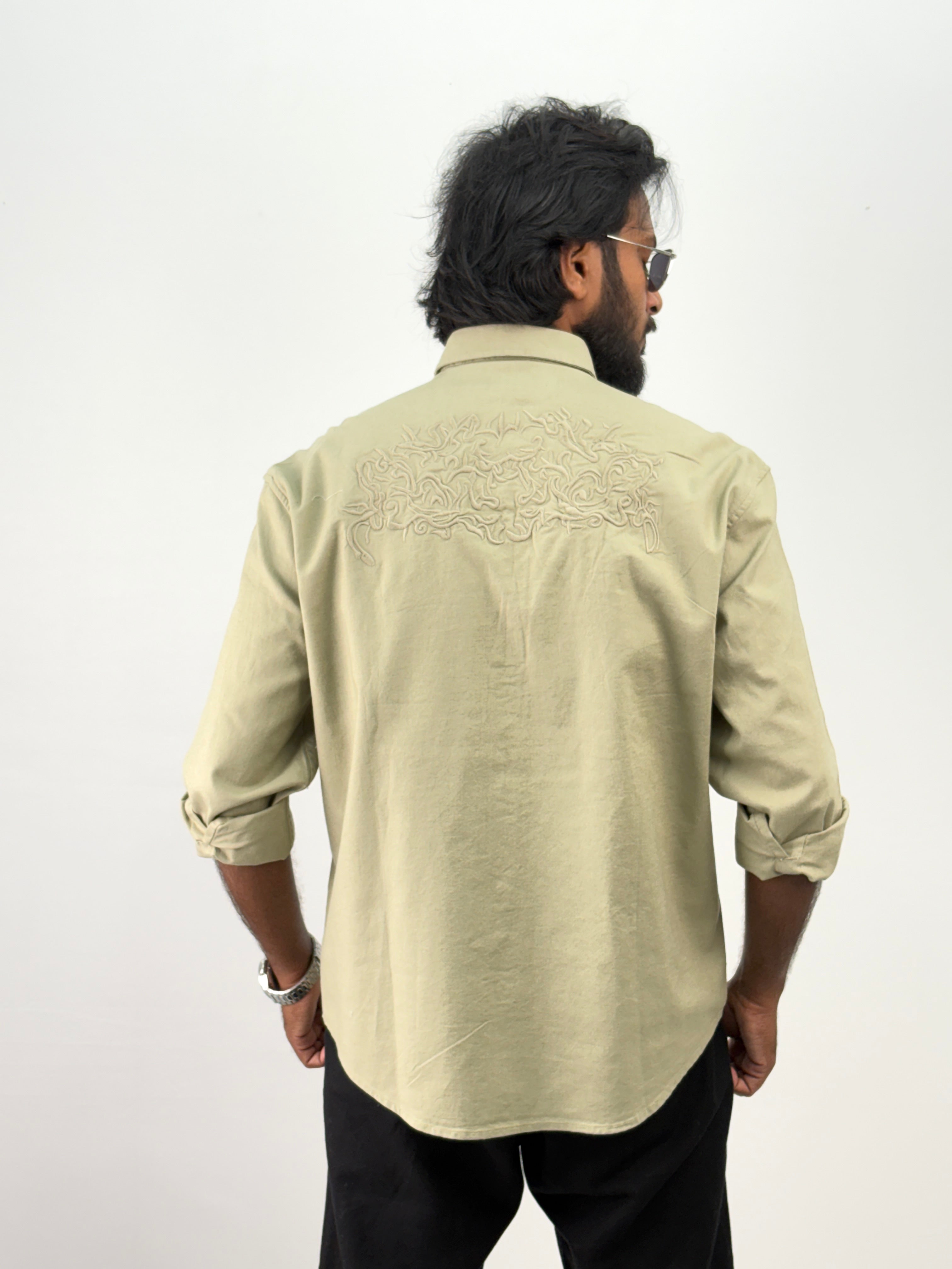 Light Green Back Embroidery Shirt