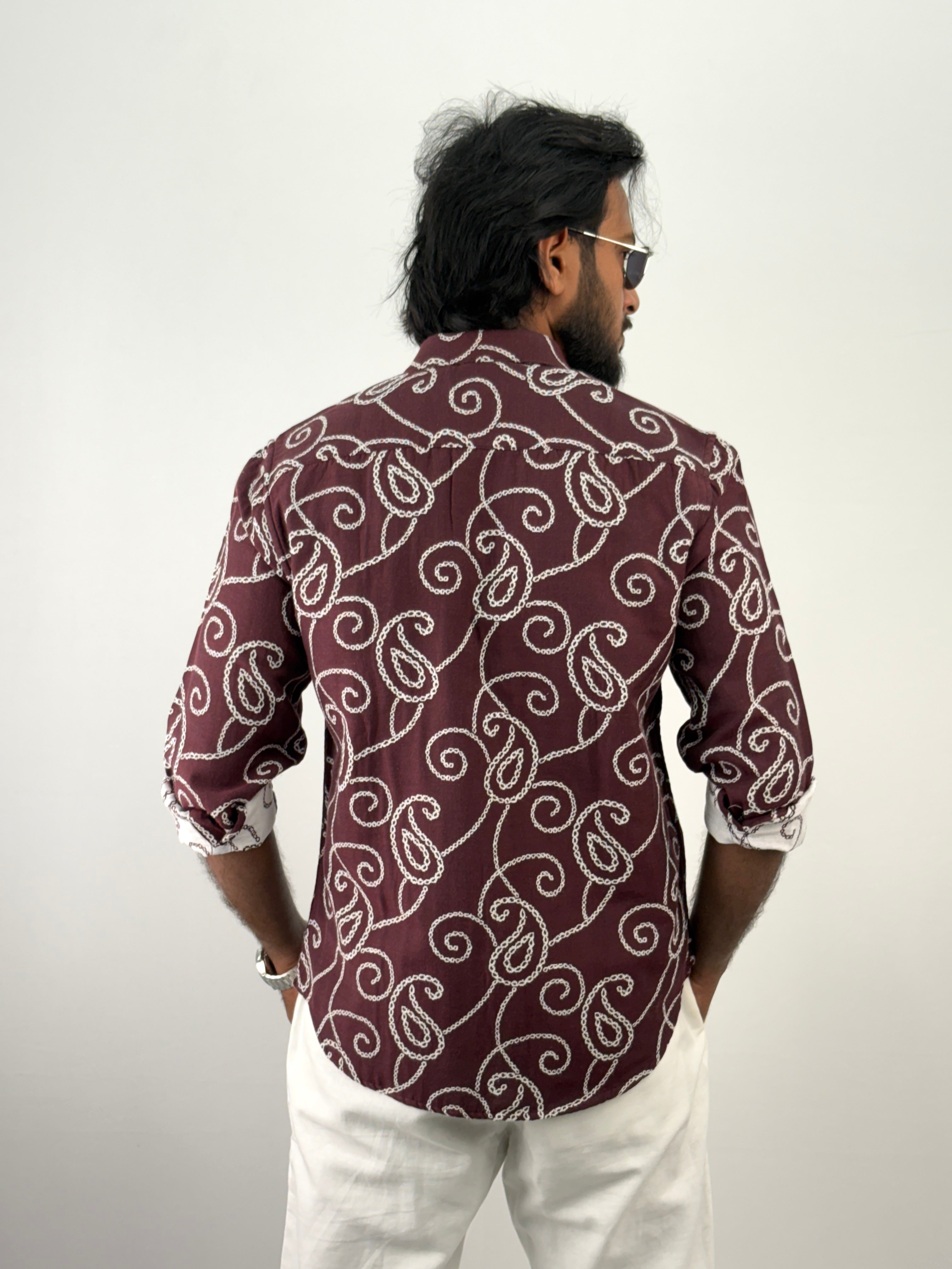 Maroon Jacquard Shirt