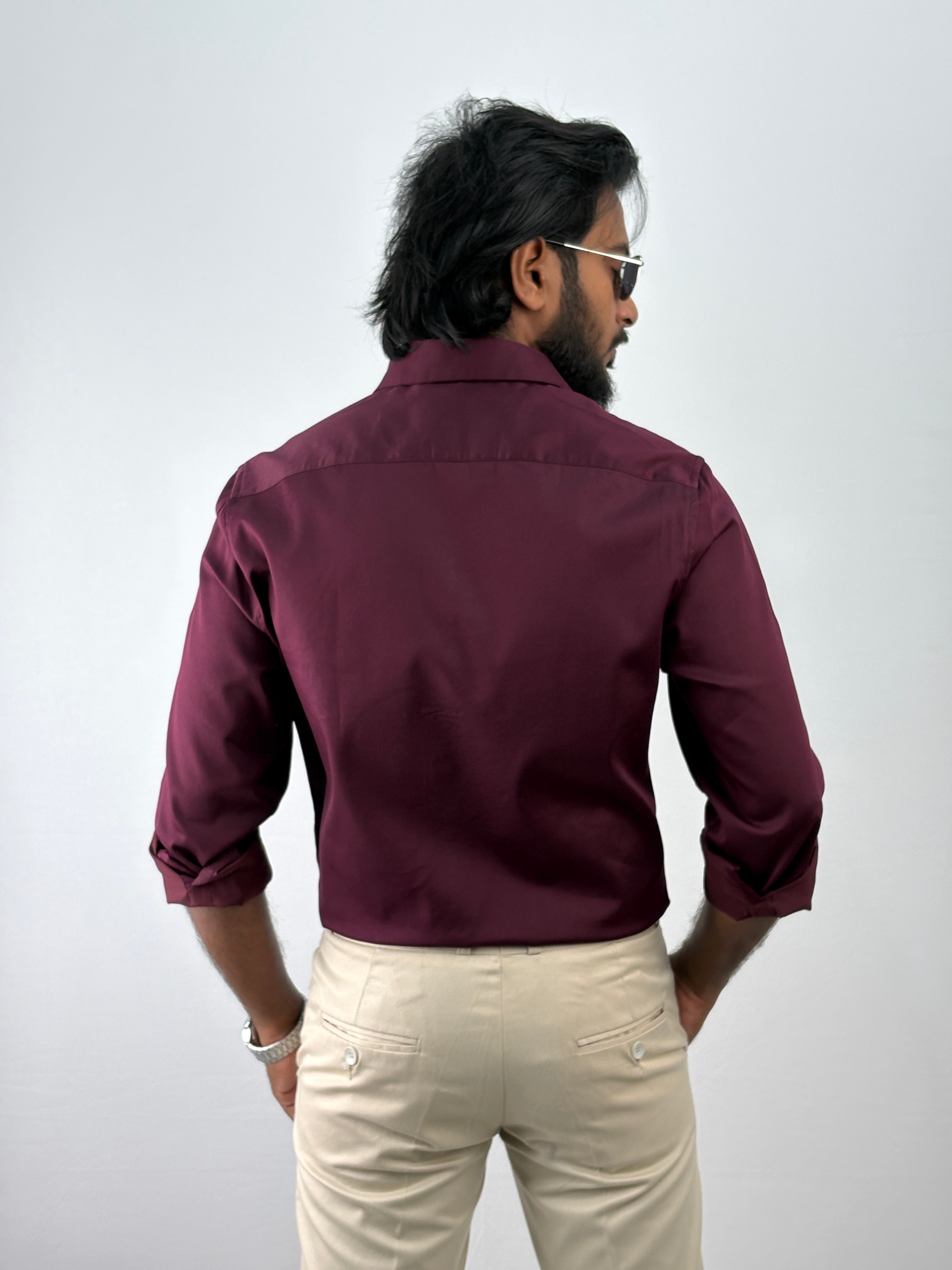 Maroon Designer Embroidery Stone Work Shirt 1