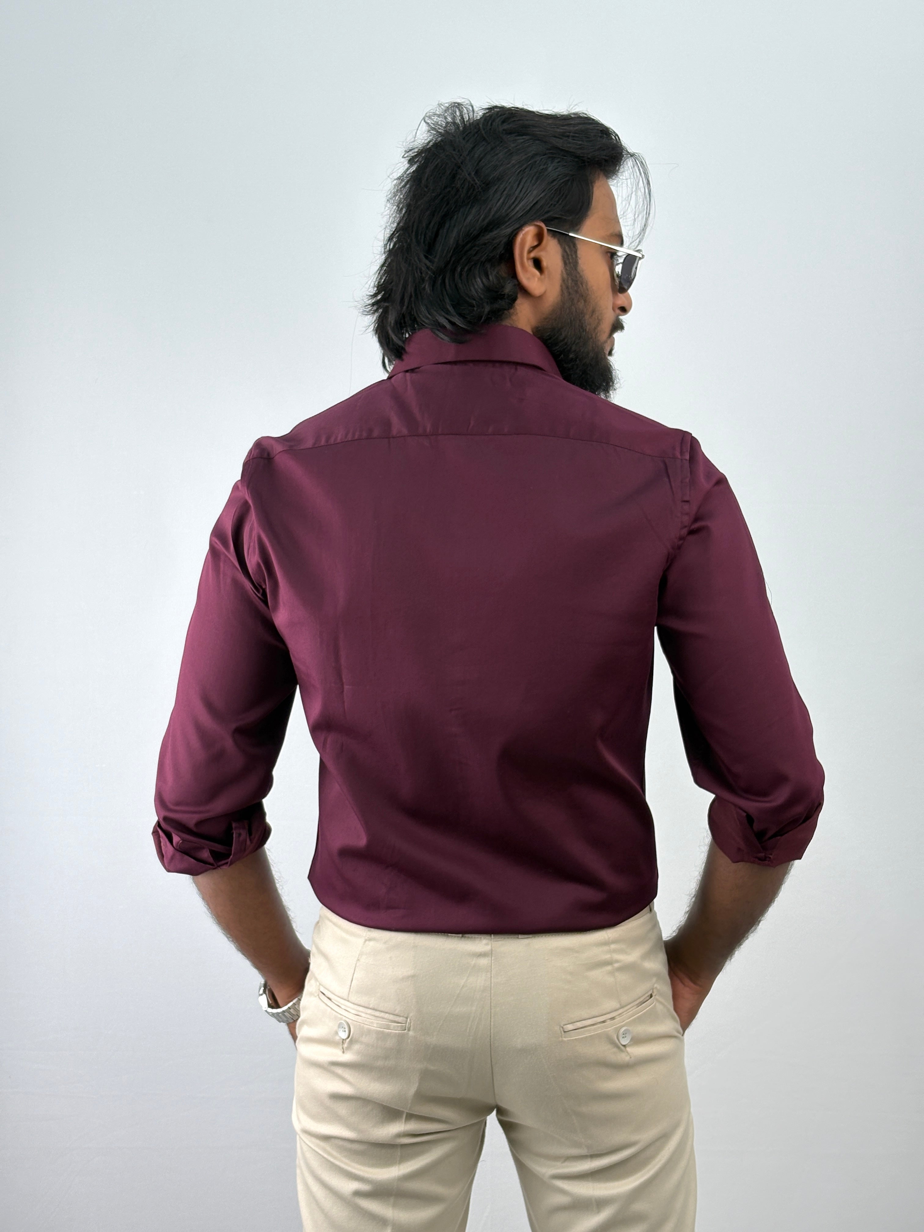 Maroon Designer Embroidery Stone Work Shirt 2