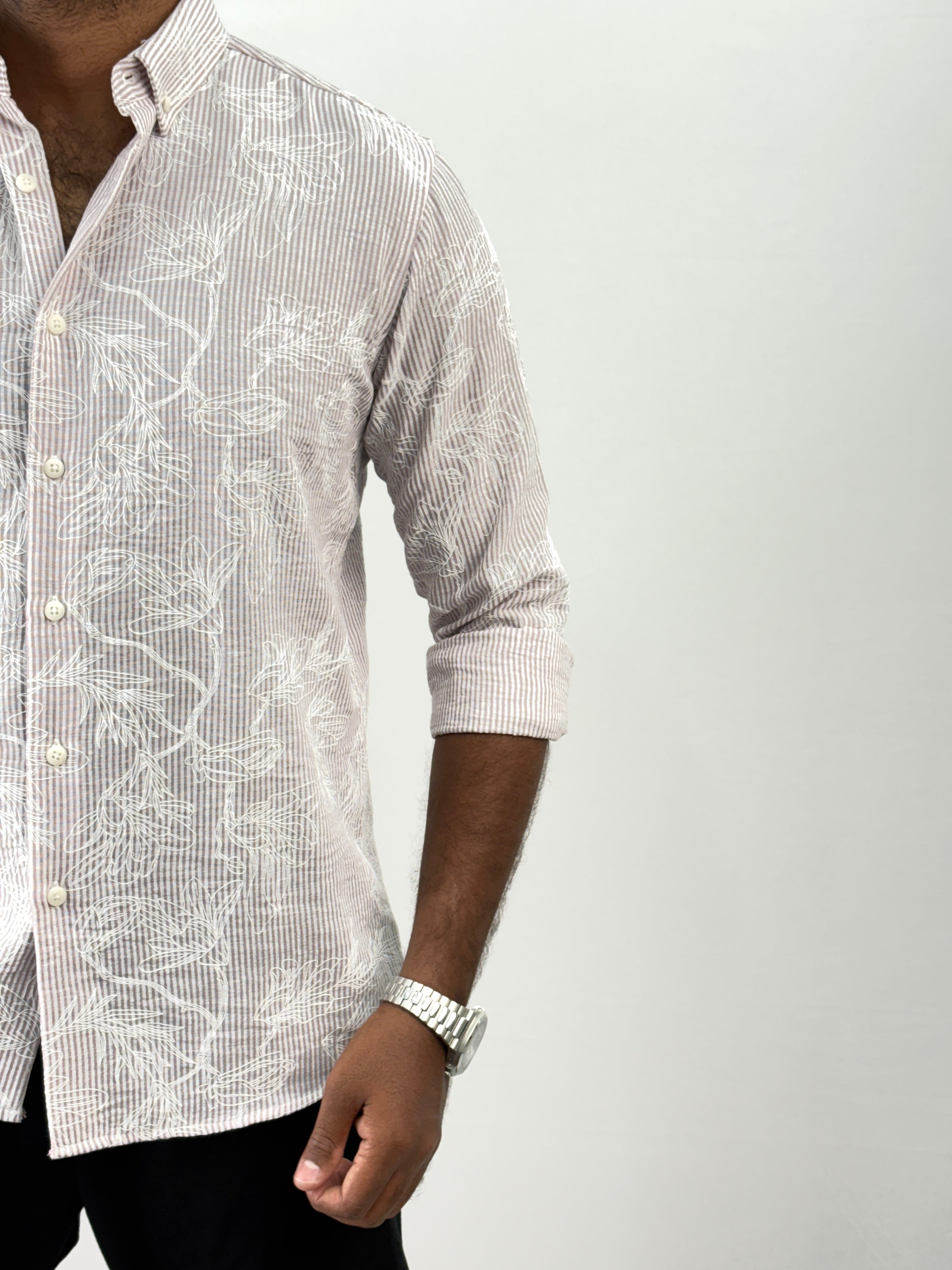 Mauve Printed Stripe Shirt