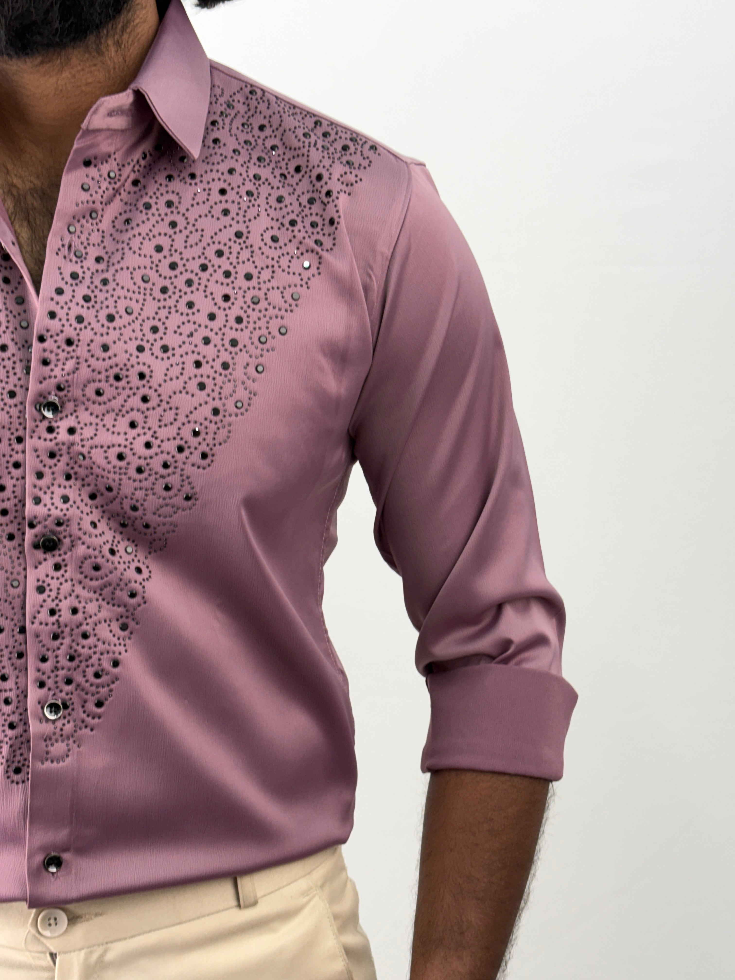 Mauve Designer Stone Work Shirt 9