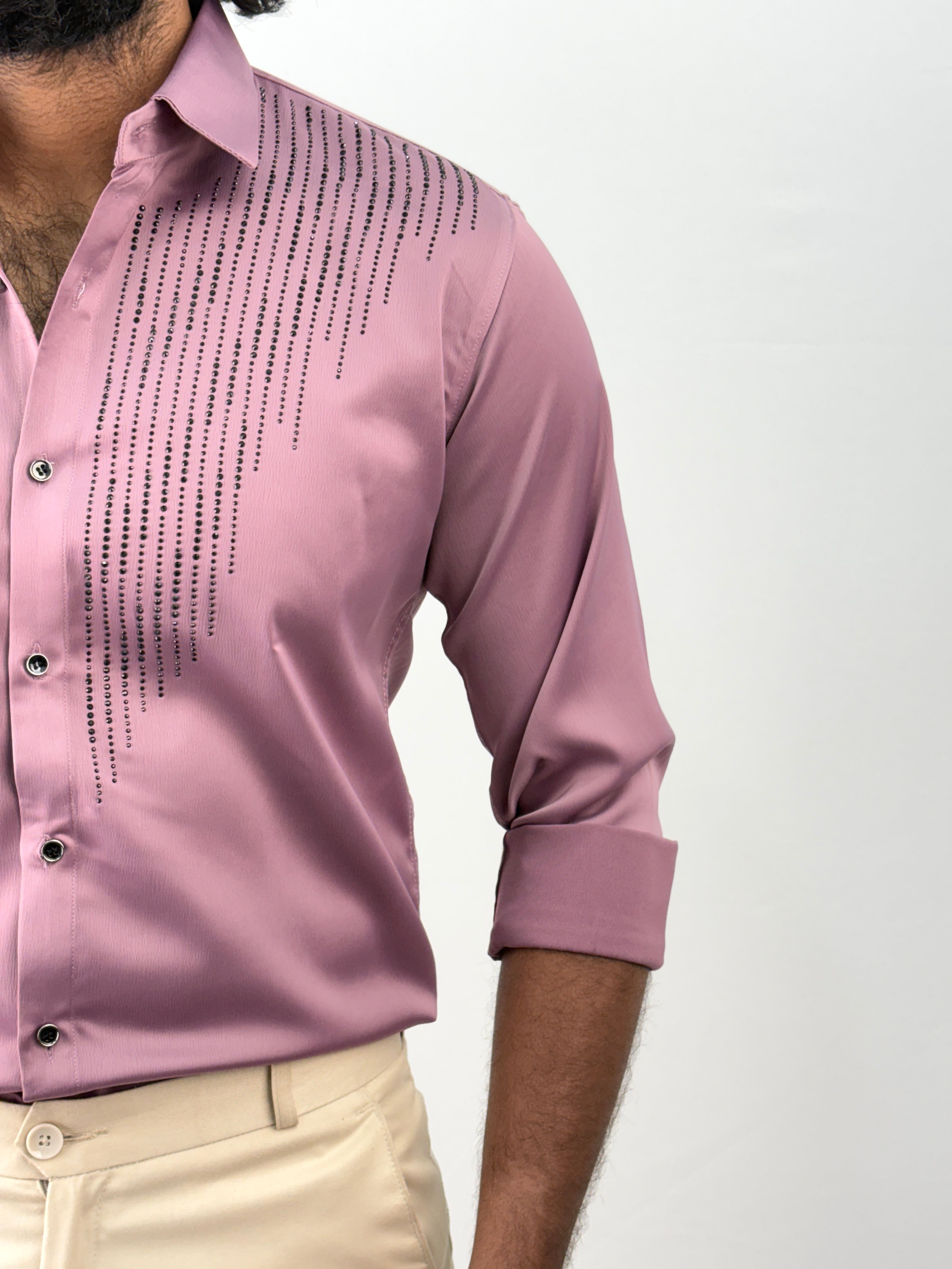 Mauve Designer Stone Work Shirt 10